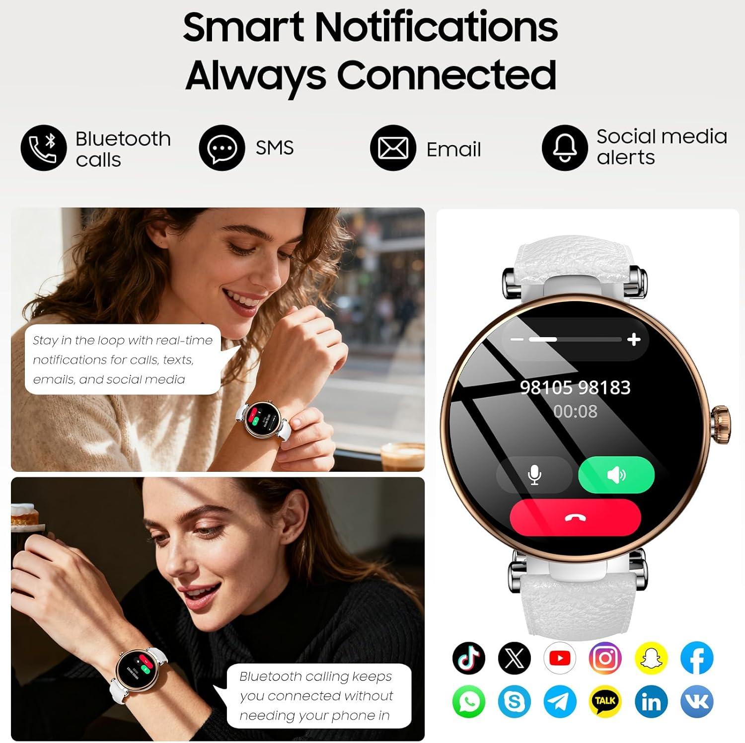 imageTOZO S8 AMOLED Smart Watch for Women Men Fitness Tracker with Bluetooth Calling amp Notifications 3ATM Waterproof Sleep amp Stress Tracking 100 Sports Modes 200 Watch Faces for Android iOSWhite