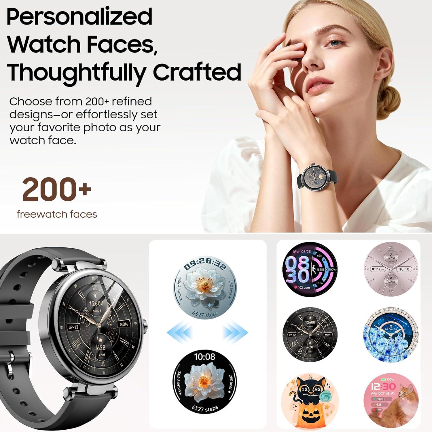 imageTOZO S8 AMOLED Smart Watch for Women Men Fitness Tracker with Bluetooth Calling amp Notifications 3ATM Waterproof Sleep amp Stress Tracking 100 Sports Modes 200 Watch Faces for Android iOSBlack