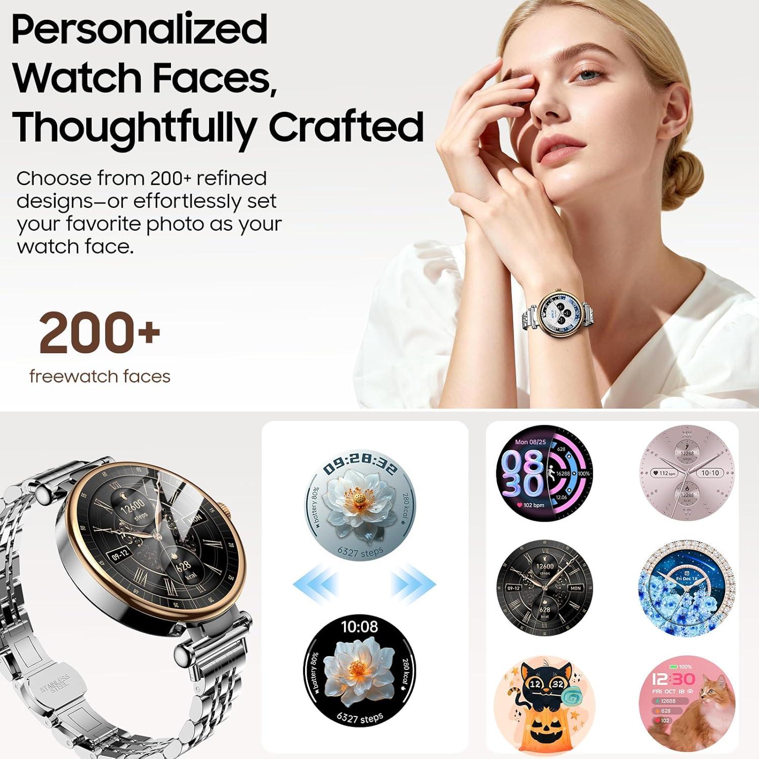 imageTOZO S8 AMOLED Smart Watch for Women Men Fitness Tracker with Bluetooth Calling amp Notifications 3ATM Waterproof Sleep amp Stress Tracking 100 Sports Modes 200 Watch Faces for Android iOSSliver