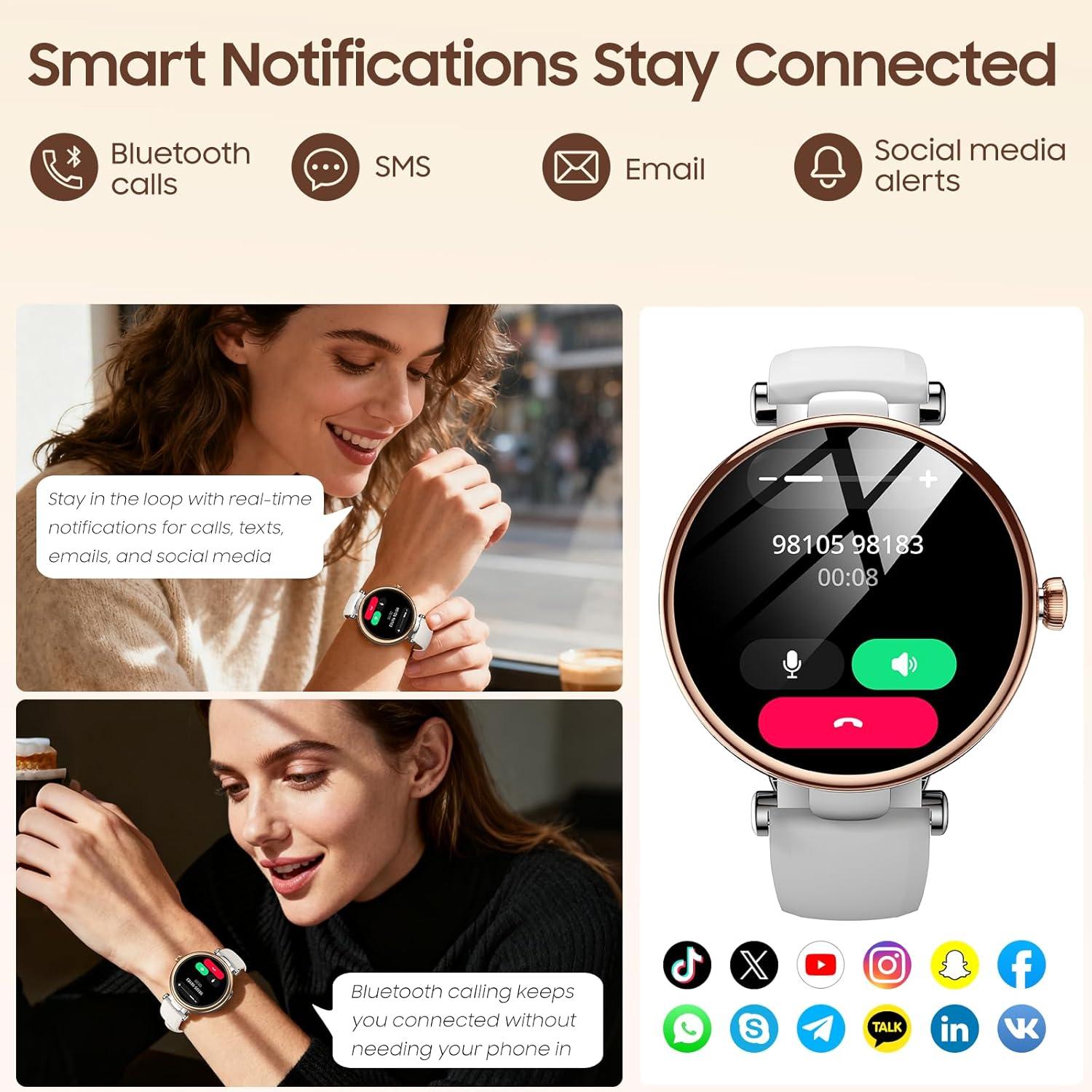 imageTOZO S8 AMOLED Smart Watch for Women Men Fitness Tracker with Bluetooth Calling amp Notifications 3ATM Waterproof Sleep amp Stress Tracking 100 Sports Modes 200 Watch Faces for Android iOSRose Gold