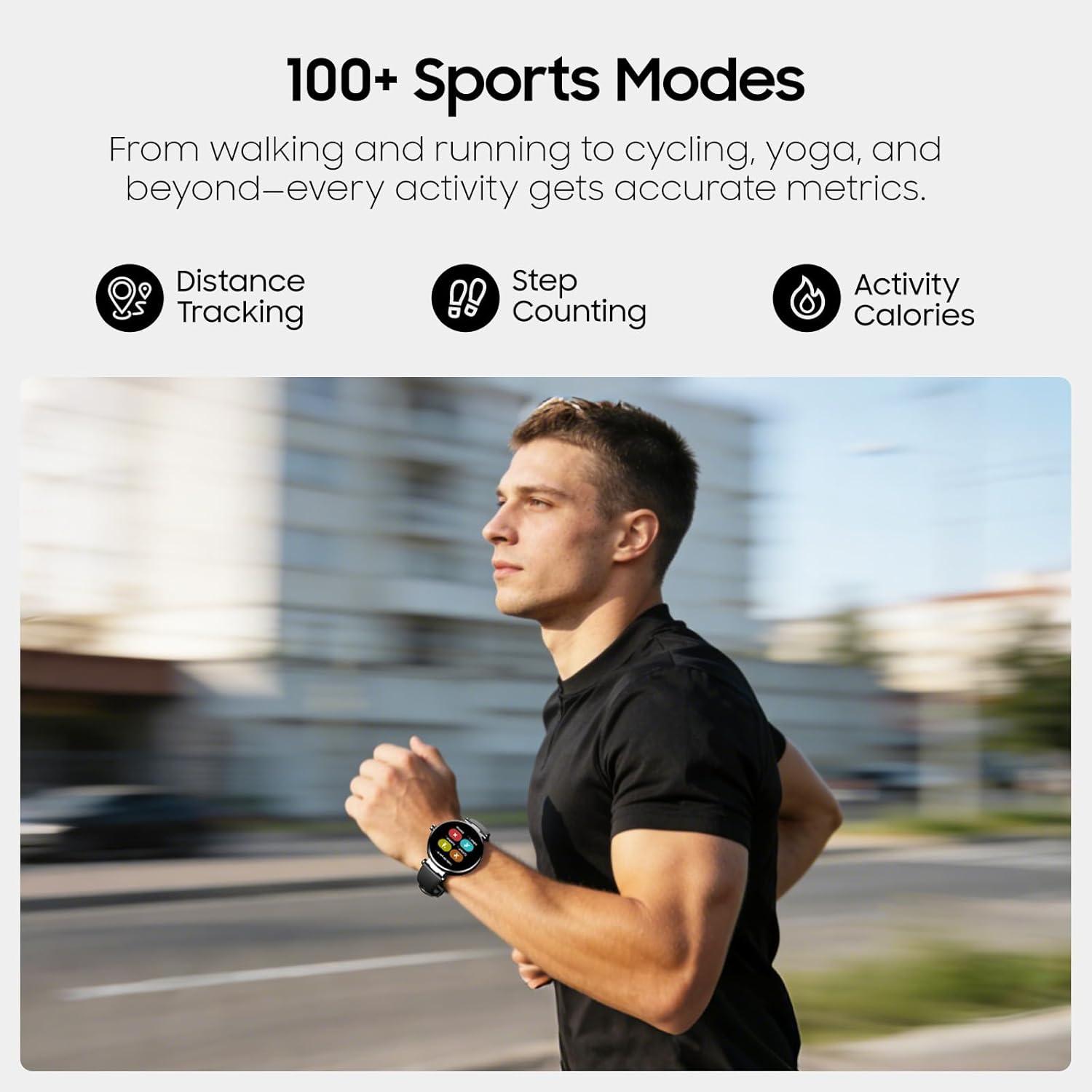 imageTOZO S8 AMOLED Smart Watch for Women Men Fitness Tracker with Bluetooth Calling amp Notifications 3ATM Waterproof Sleep amp Stress Tracking 100 Sports Modes 200 Watch Faces for Android iOSBlack