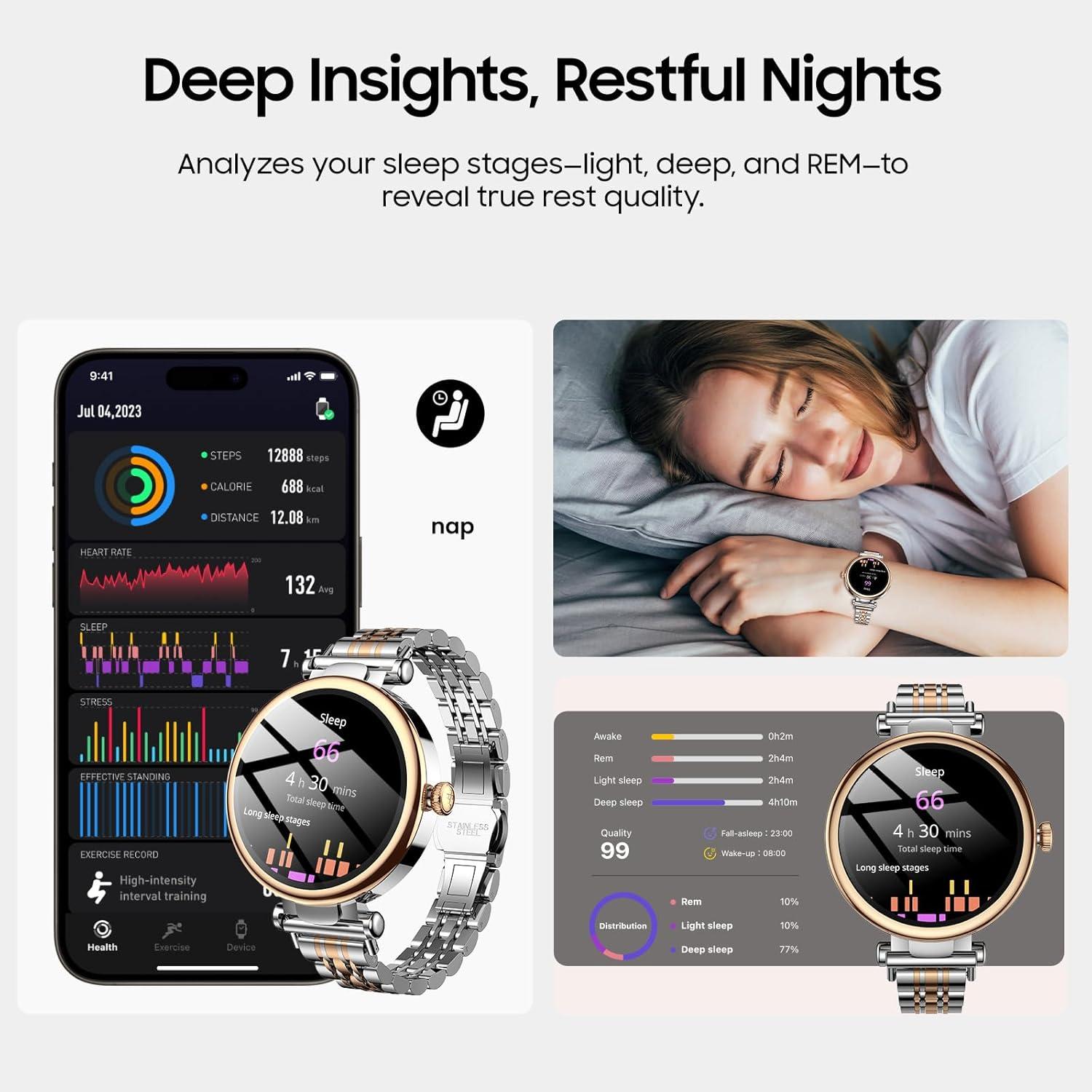 imageTOZO S8 AMOLED Smart Watch for Women Men Fitness Tracker with Bluetooth Calling amp Notifications 3ATM Waterproof Sleep amp Stress Tracking 100 Sports Modes 200 Watch Faces for Android iOSSliver