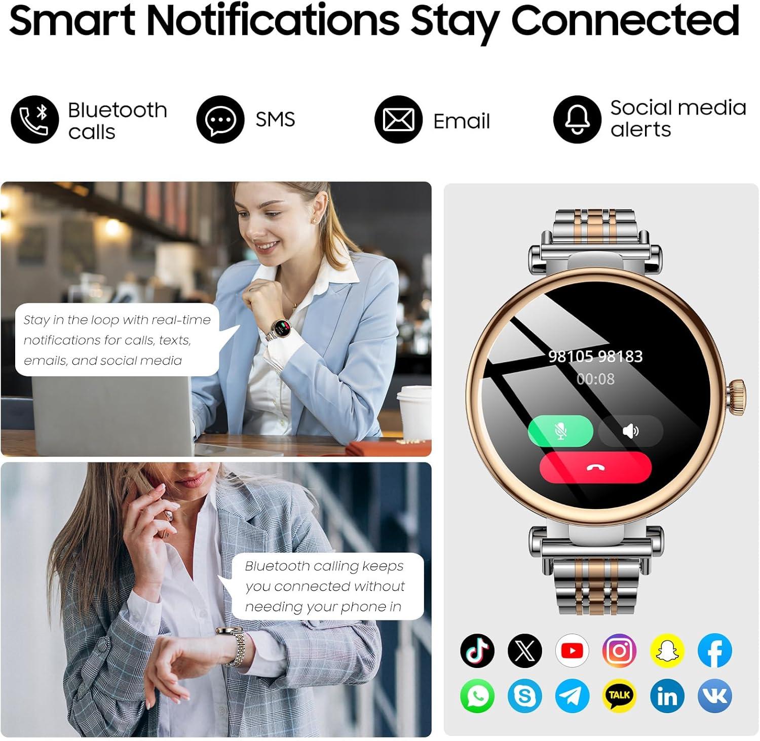 imageTOZO S8 AMOLED Smart Watch for Women Men Fitness Tracker with Bluetooth Calling amp Notifications 3ATM Waterproof Sleep amp Stress Tracking 100 Sports Modes 200 Watch Faces for Android iOSSliver