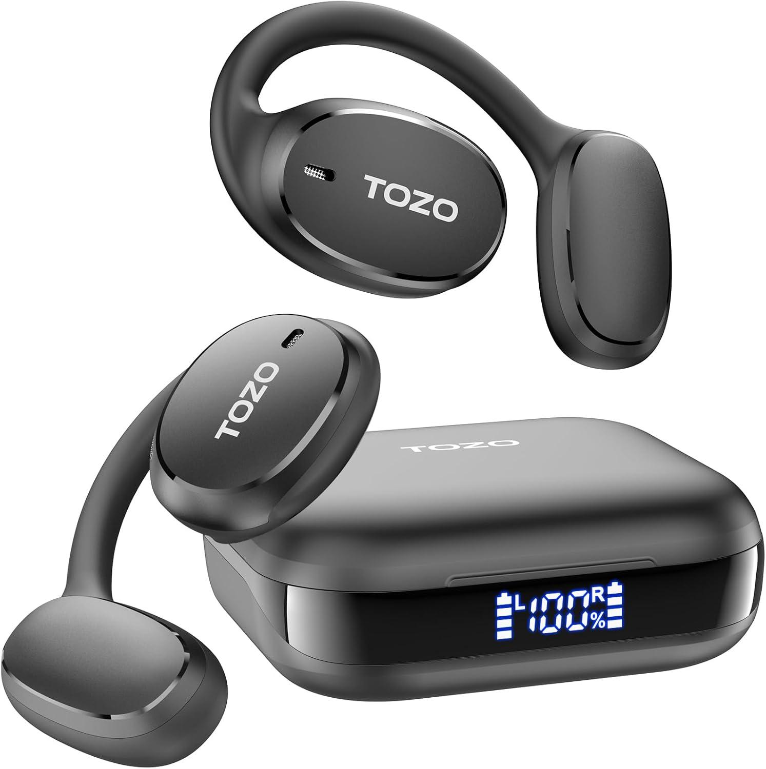 imageTOZO RealTime AI Translation Earbuds 80H Playtime Translator Ear Buds Digital Display AI Clear Calls Comfortable Wear Open Ear Earbuds AI Bluetooth Headphone for Travel Meeting Learning BlackBlack