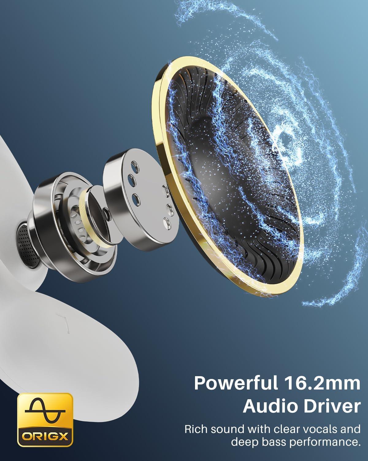 imageTOZO RealTime AI Translation Earbuds 80H Playtime Translator Ear Buds Digital Display AI Clear Calls Comfortable Wear Open Ear Earbuds AI Bluetooth Headphone for Travel Meeting Learning BlackWhite