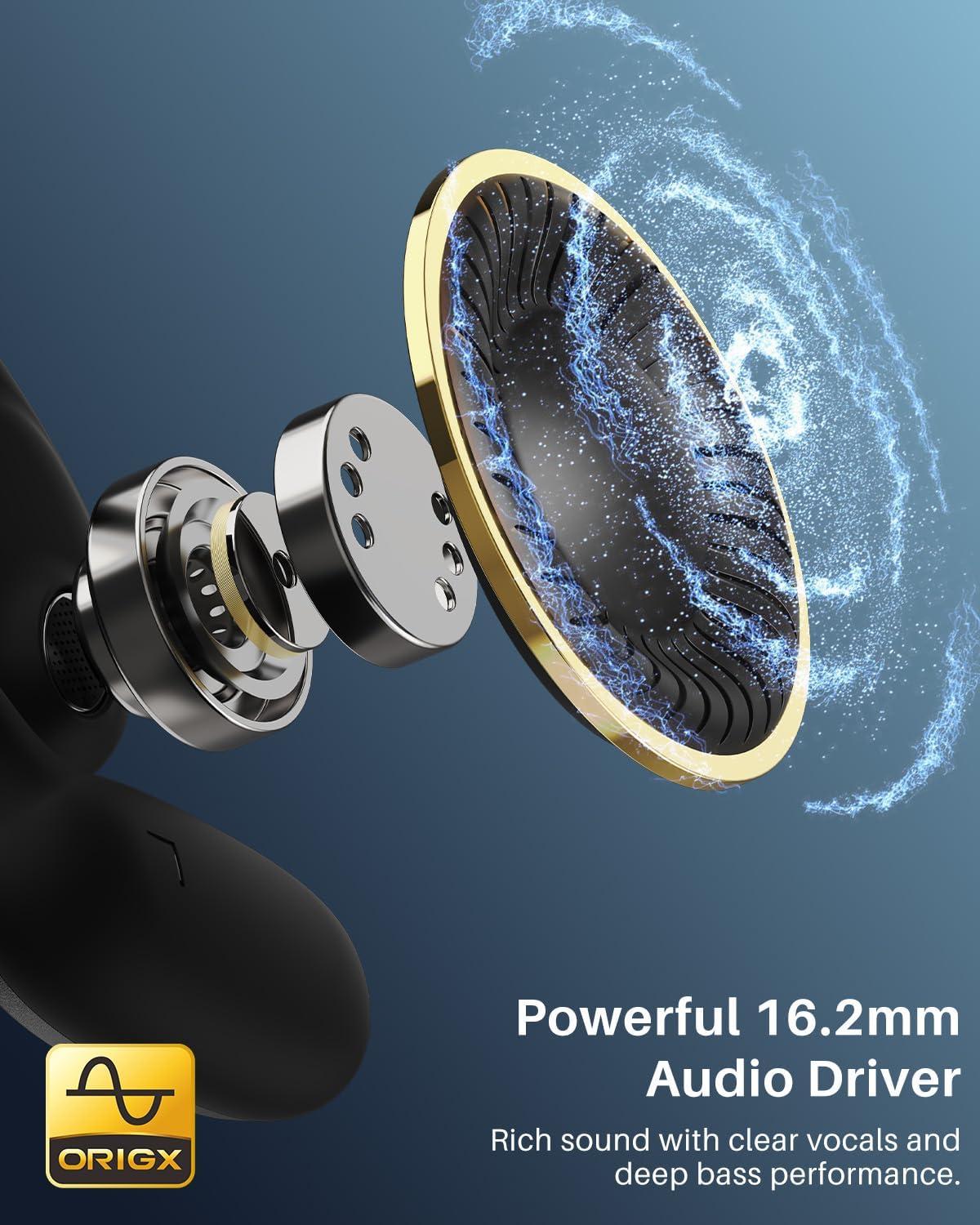 imageTOZO RealTime AI Translation Earbuds 80H Playtime Translator Ear Buds Digital Display AI Clear Calls Comfortable Wear Open Ear Earbuds AI Bluetooth Headphone for Travel Meeting Learning BlackBlack