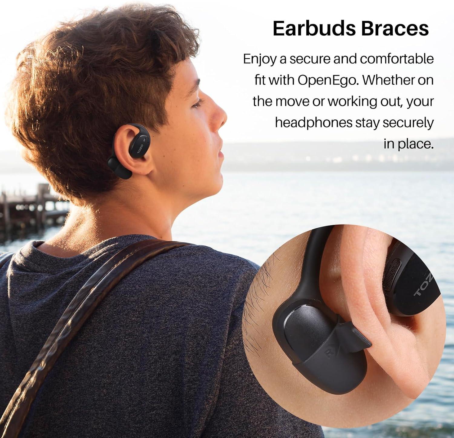 imageTOZO RealTime AI Translation Earbuds 80H Playtime Translator Ear Buds Digital Display AI Clear Calls Comfortable Wear Open Ear Earbuds AI Bluetooth Headphone for Travel Meeting Learning BlackBlack