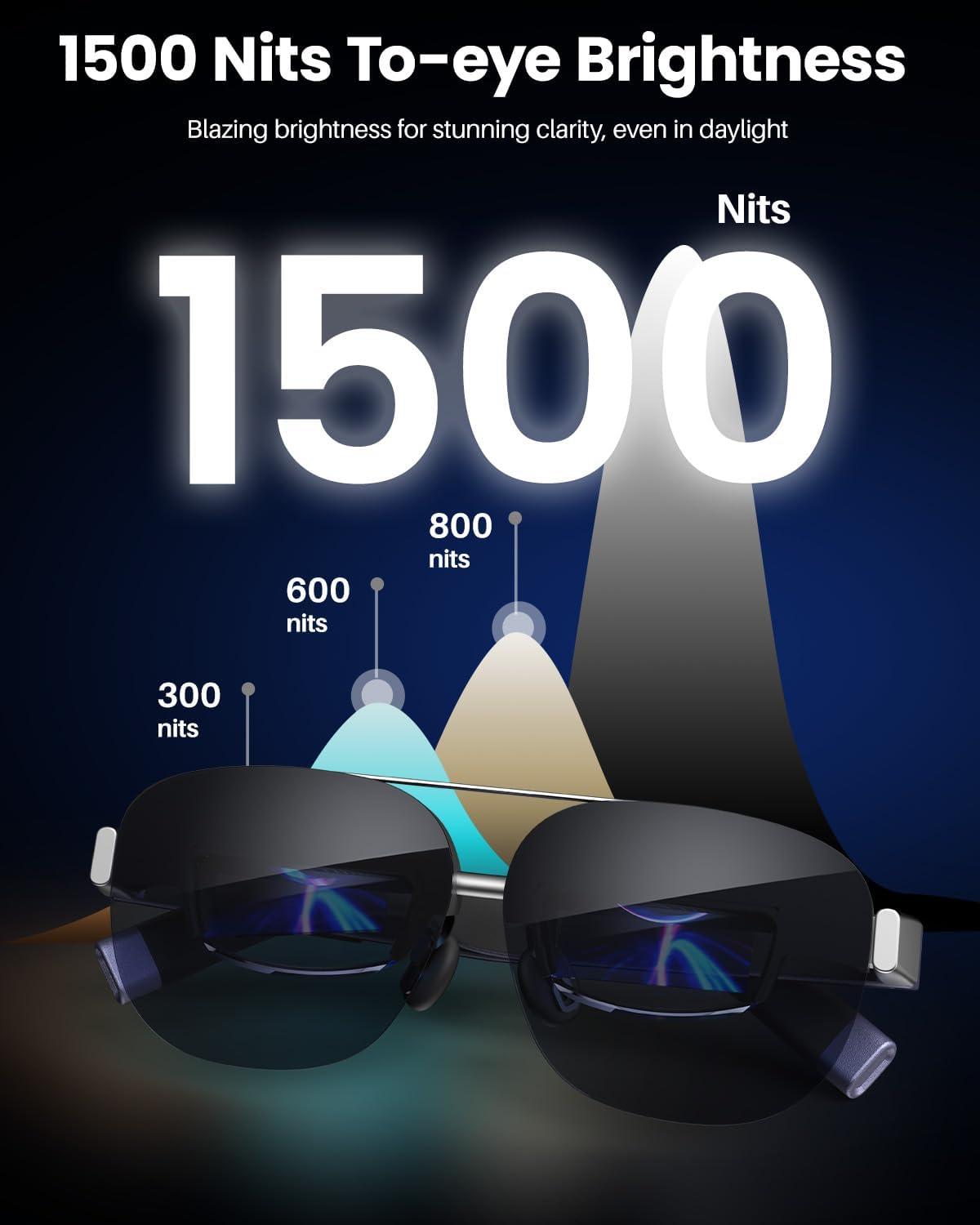 imageTOZO VIZO Z1 Pro AR Glasses with 160 OLED Display 120Hz Full HD 2D amp 3D 6000 nits Brightness Lightweight Compatible with iPhoneAndroidLaptopBlue