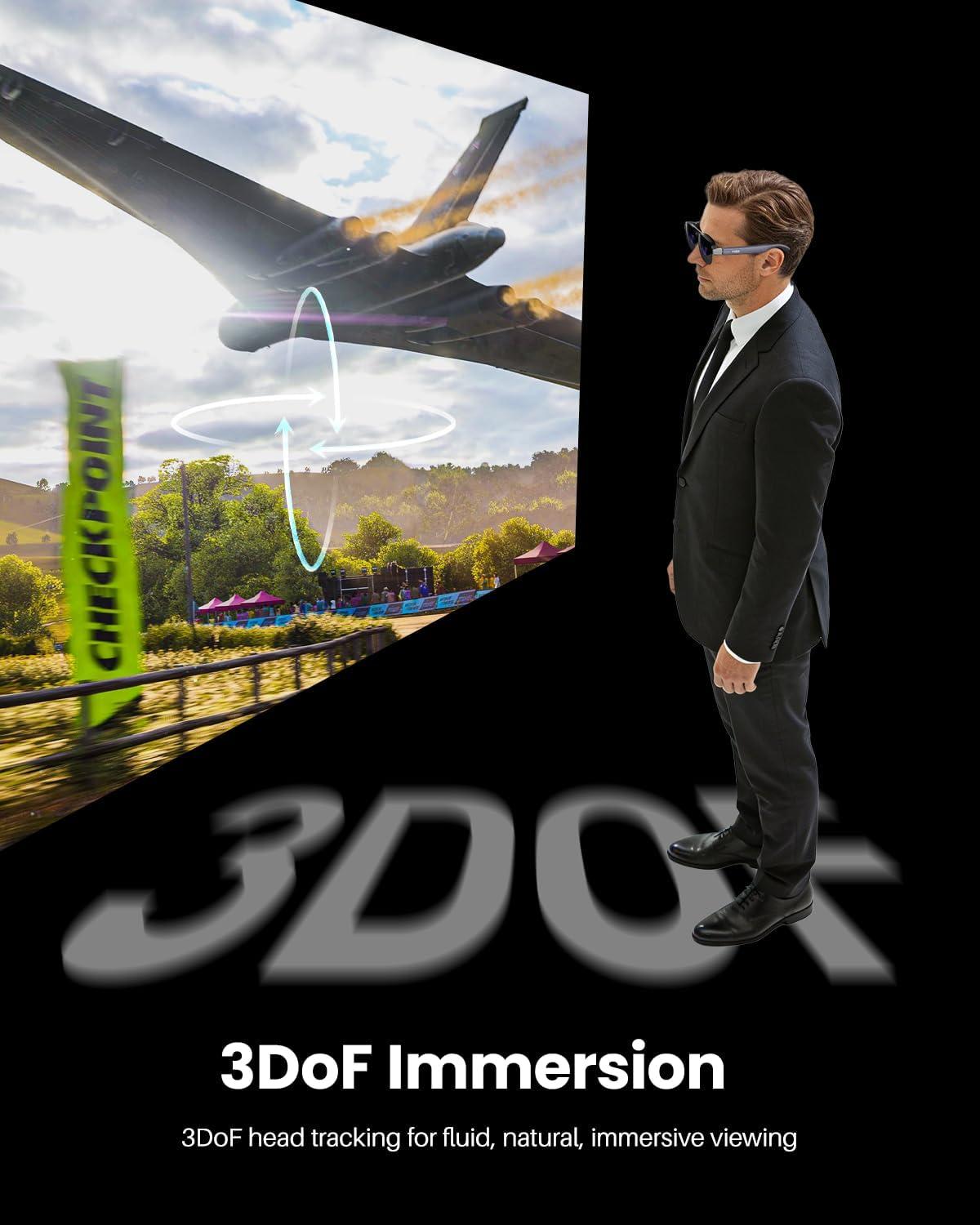 imageTOZO VIZO Z1 Pro AR Glasses with 160 OLED Display 120Hz Full HD 2D amp 3D 6000 nits Brightness Lightweight Compatible with iPhoneAndroidLaptopBlue