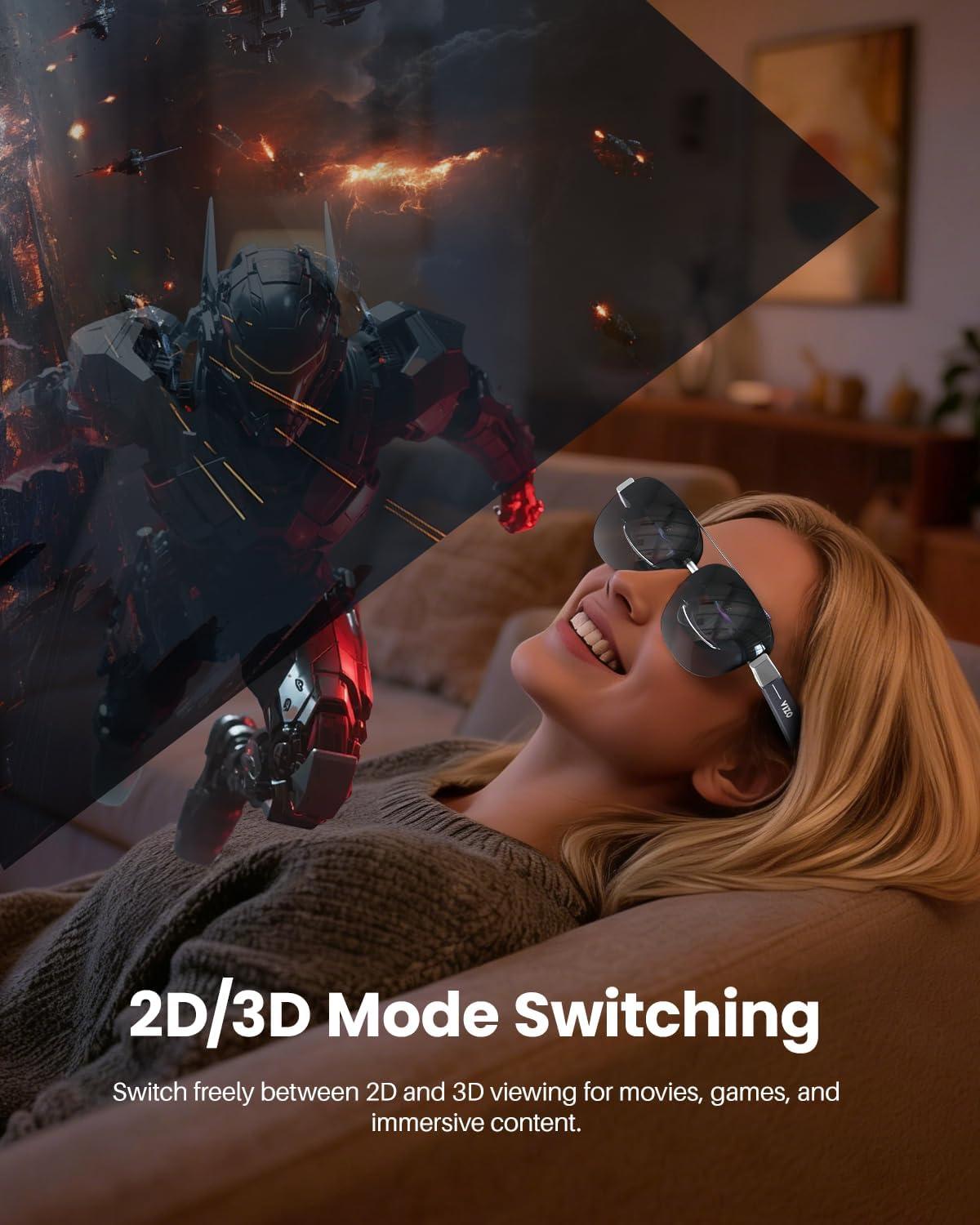 imageTOZO VIZO Z1 Pro AR Glasses with 160 OLED Display 120Hz Full HD 2D amp 3D 6000 nits Brightness Lightweight Compatible with iPhoneAndroidLaptopMatte Blue