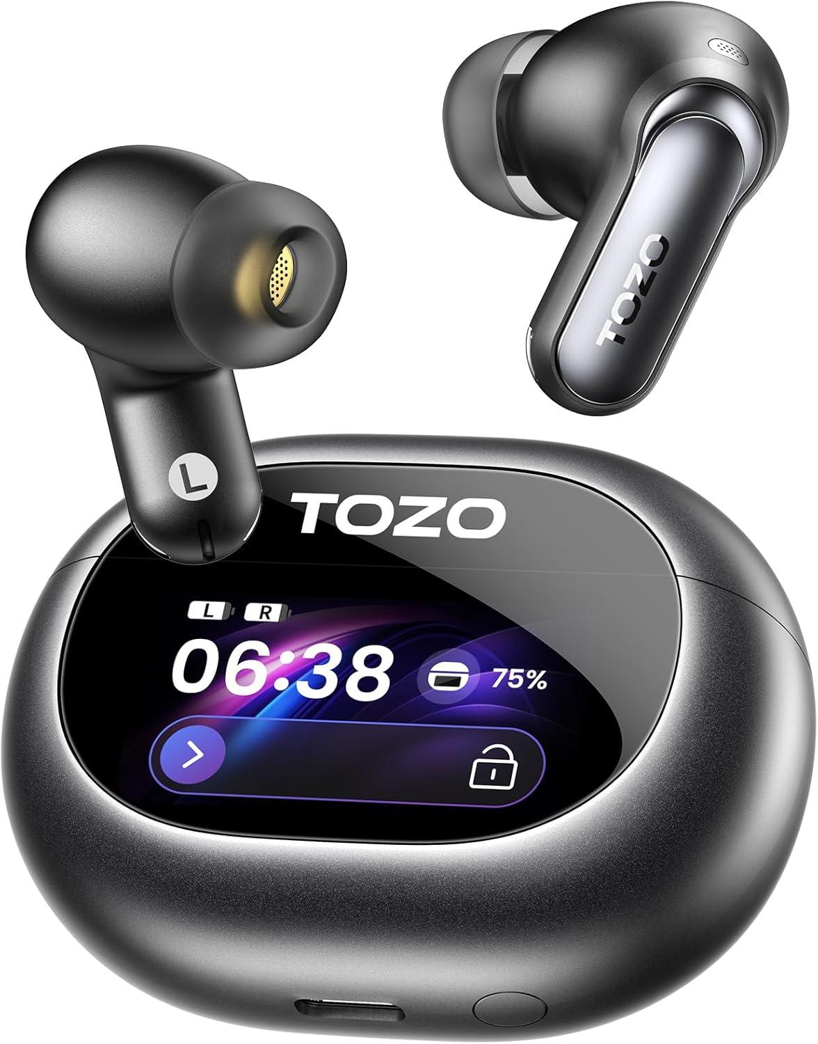 imageTOZO NC20 Active Noise Cancelling Wireless Earbuds LDAC HiRes Sound Bluetooth Headphones 6 Mics AI Call Ear Buds 80H Playtime Dual Pairing 32 EQ via App IPX8 Waterproof Wireless Charging CaseTitanium Black