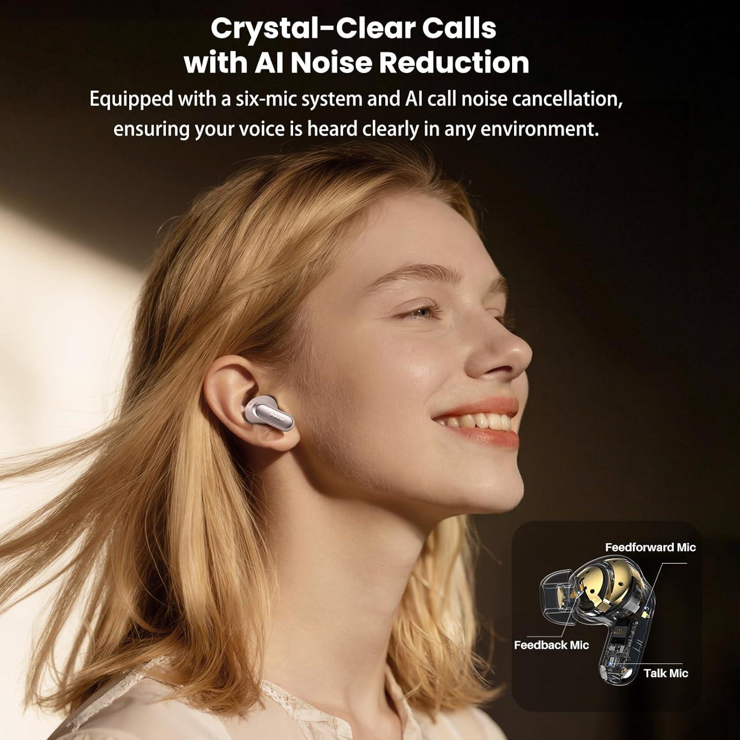 imageTOZO NC20 Active Noise Cancelling Wireless Earbuds LDAC HiRes Sound Bluetooth Headphones 6 Mics AI Call Ear Buds 80H Playtime Dual Pairing 32 EQ via App IPX8 Waterproof Wireless Charging CaseTitanium Rose Gold
