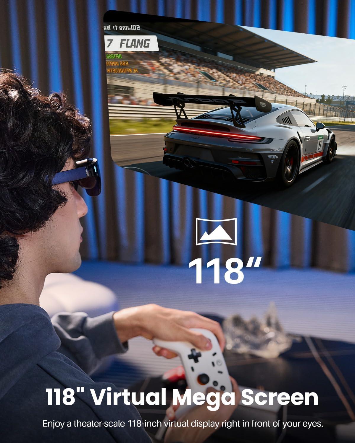 imageTOZO VIZO V1 AR Glasses with UltraBright Display Builtin Stereo Speakers Adjustable Myopia Correction 0500 118 Virtual Mega Screen 2D3D Mode Switching Compatible for iPhoneMacPCGray
