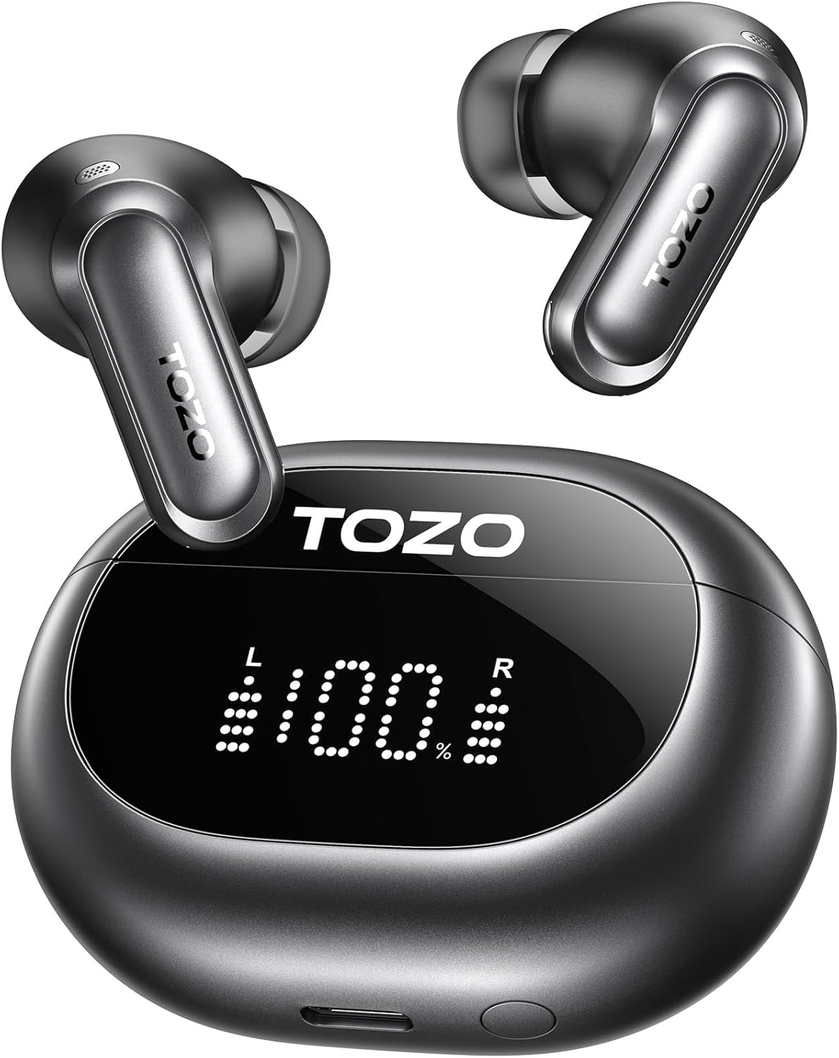 image:imageTOZO NC20 Pro Active Noise Cancelling Wireless Earbuds with Smart Touch Screen LDAC HiRes Audio Stereo Bass 6 Mics AI Call Ear Buds 80H Playtime IPX8 Waterproof 32 EQ via App Wireless ChargingInk Black