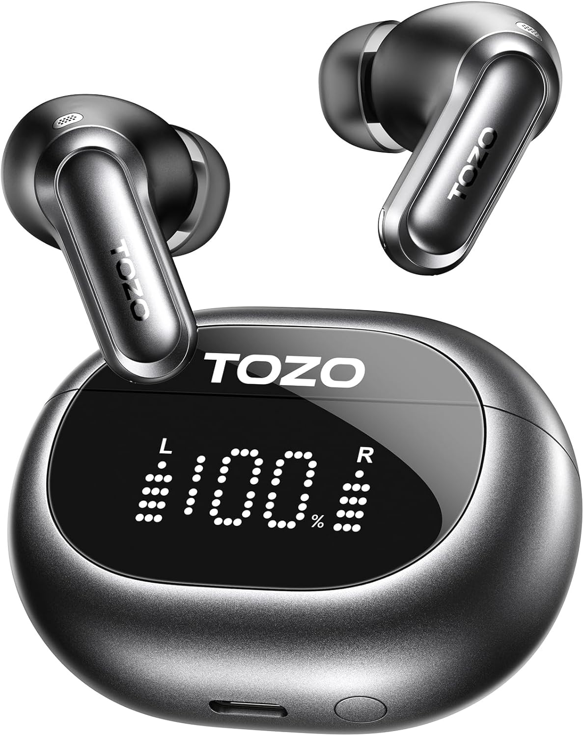 image:imageTOZO NC20 Pro Active Noise Cancelling Wireless Earbuds with Smart Touch Screen LDAC HiRes Audio Stereo Bass 6 Mics AI Call Ear Buds 80H Playtime IPX8 Waterproof 32 EQ via App Wireless ChargingTitanium Gray