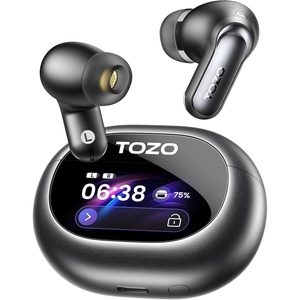 TOZO NC20 Pro Active Noise Cancelling Wireless Earbuds with Smart Touch Screen, LDAC Hi-Res Audio, Stereo Bass, 6 Mics AI Call Ear Buds, 80H Playtime, IPX8 Waterproof, 32 EQ via App, Wireless Charging(Ink Black)