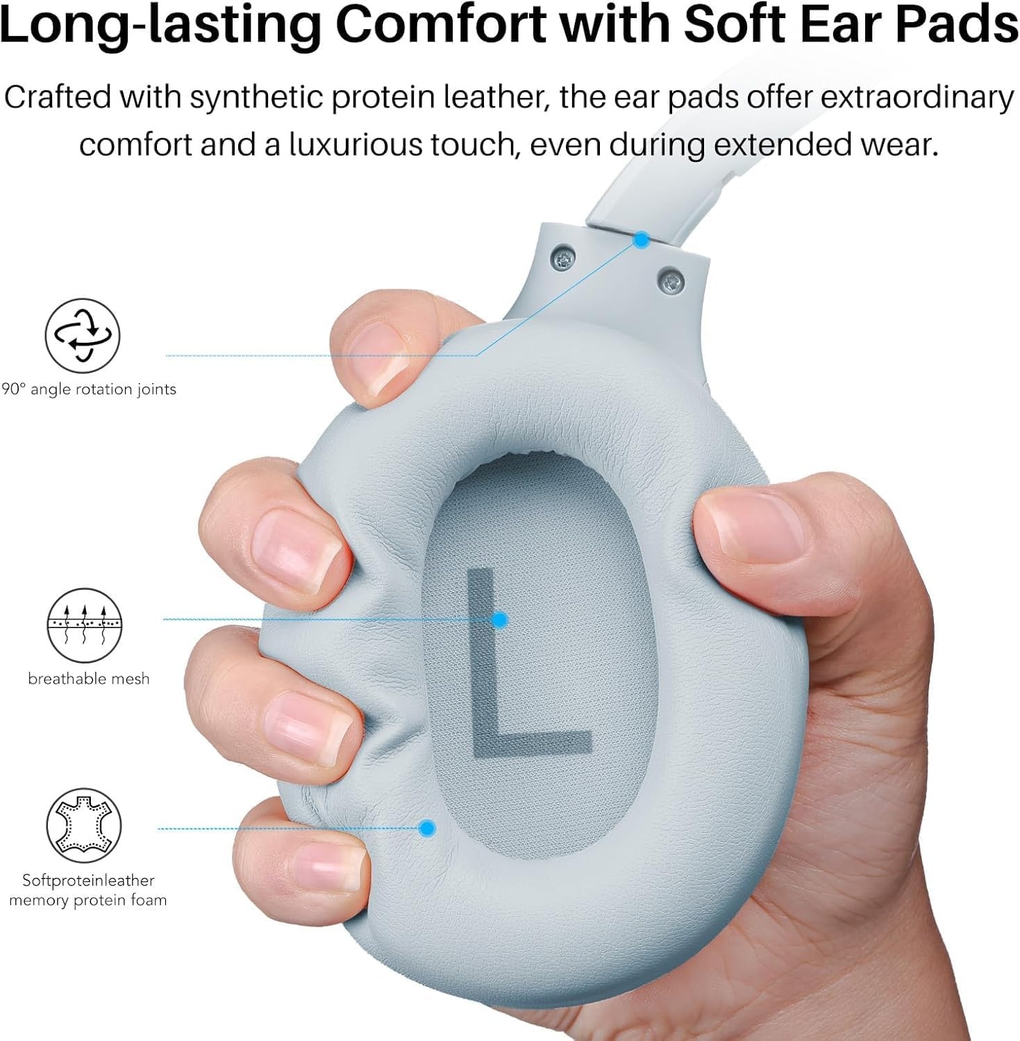 image:imageTOZO Hybrid Active Noise Cancelling Headphones Wireless Over Ear Bluetooth Headset 60H Playtime HiRes Audio Custom EQ via App Deep Bass Comfort Fit Ear Cups for Home Office Travel BlueBlue