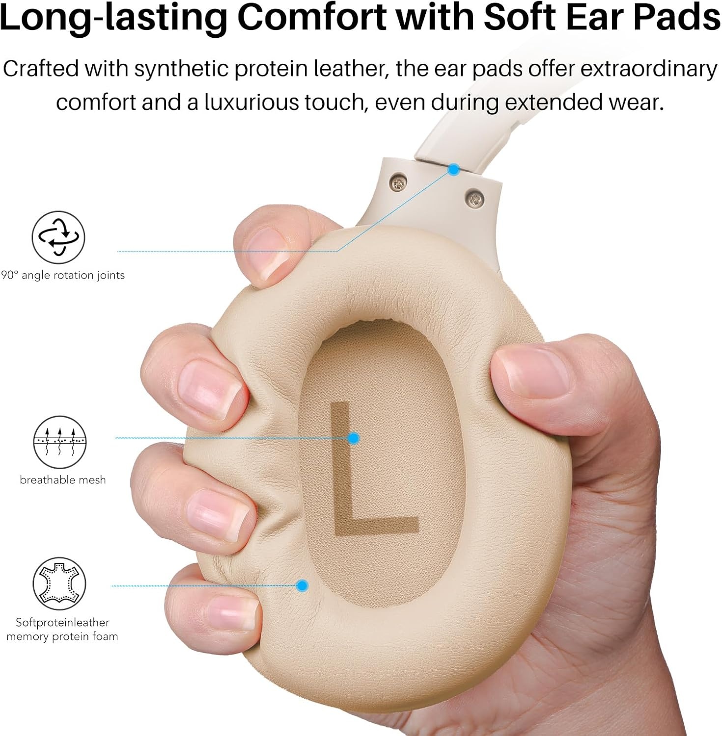 image:imageTOZO Hybrid Active Noise Cancelling Headphones Wireless Over Ear Bluetooth Headset 60H Playtime HiRes Audio Custom EQ via App Deep Bass Comfort Fit Ear Cups for Home Office Travel BlueKhaki