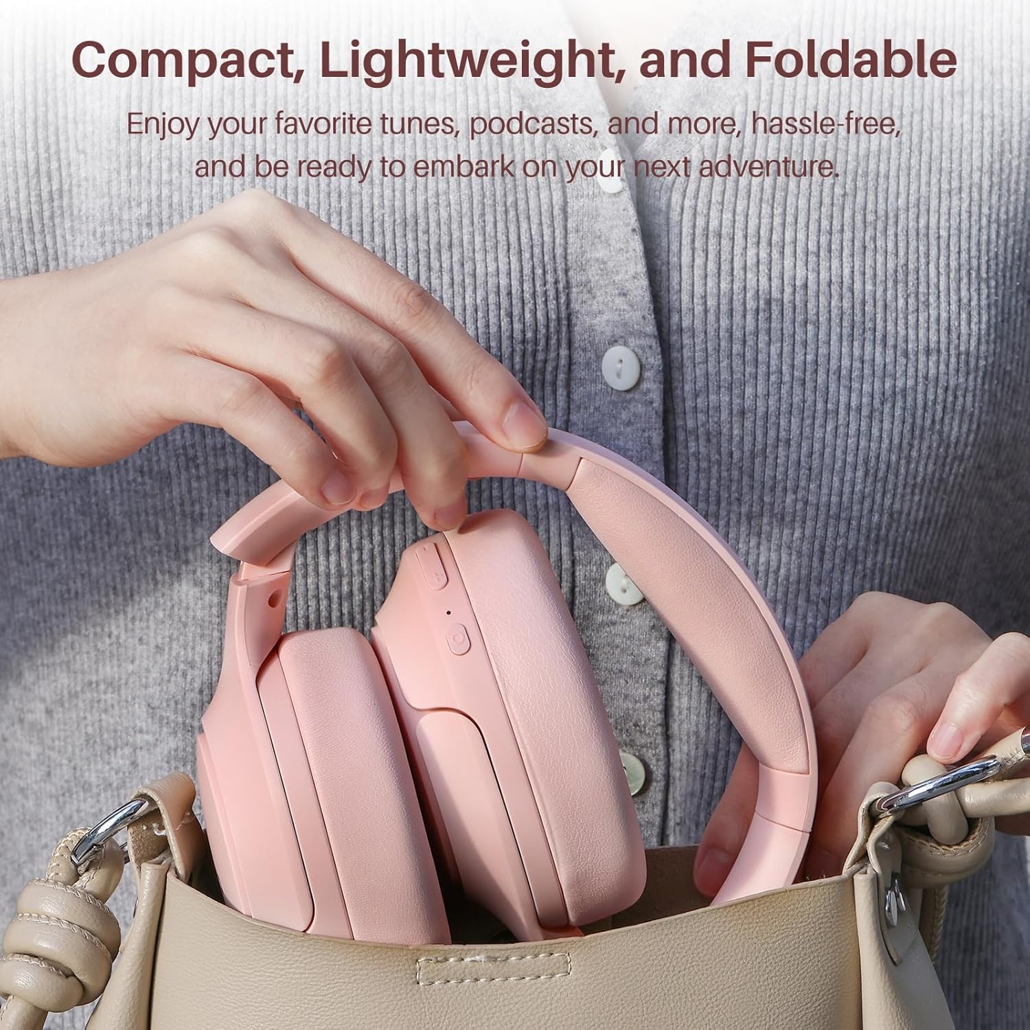 image:imageTOZO Hybrid Active Noise Cancelling Headphones Wireless Over Ear Bluetooth Headset 60H Playtime HiRes Audio Custom EQ via App Deep Bass Comfort Fit Ear Cups for Home Office Travel BluePink