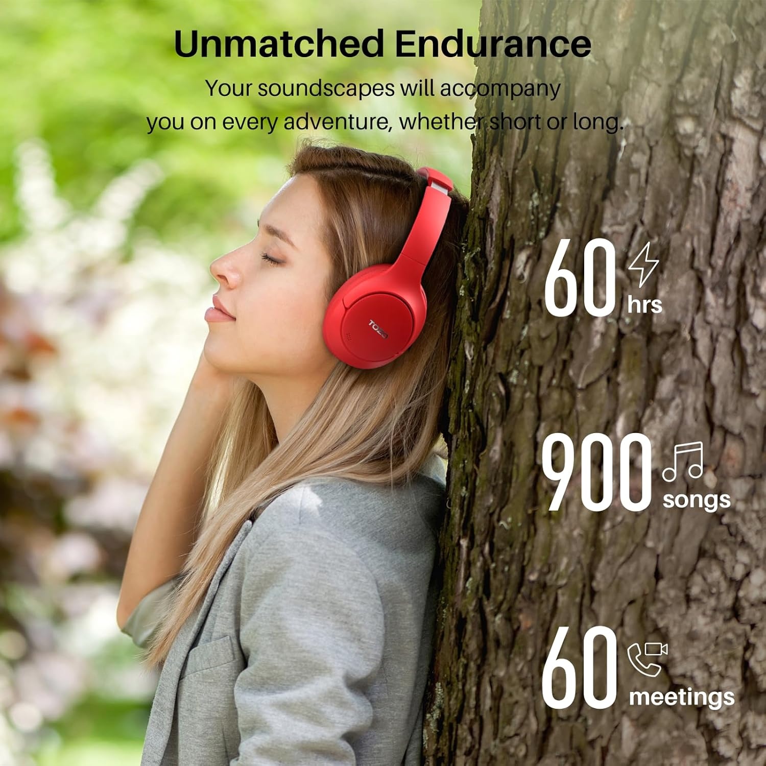 image:imageTOZO Hybrid Active Noise Cancelling Headphones Wireless Over Ear Bluetooth Headset 60H Playtime HiRes Audio Custom EQ via App Deep Bass Comfort Fit Ear Cups for Home Office Travel BlueRed