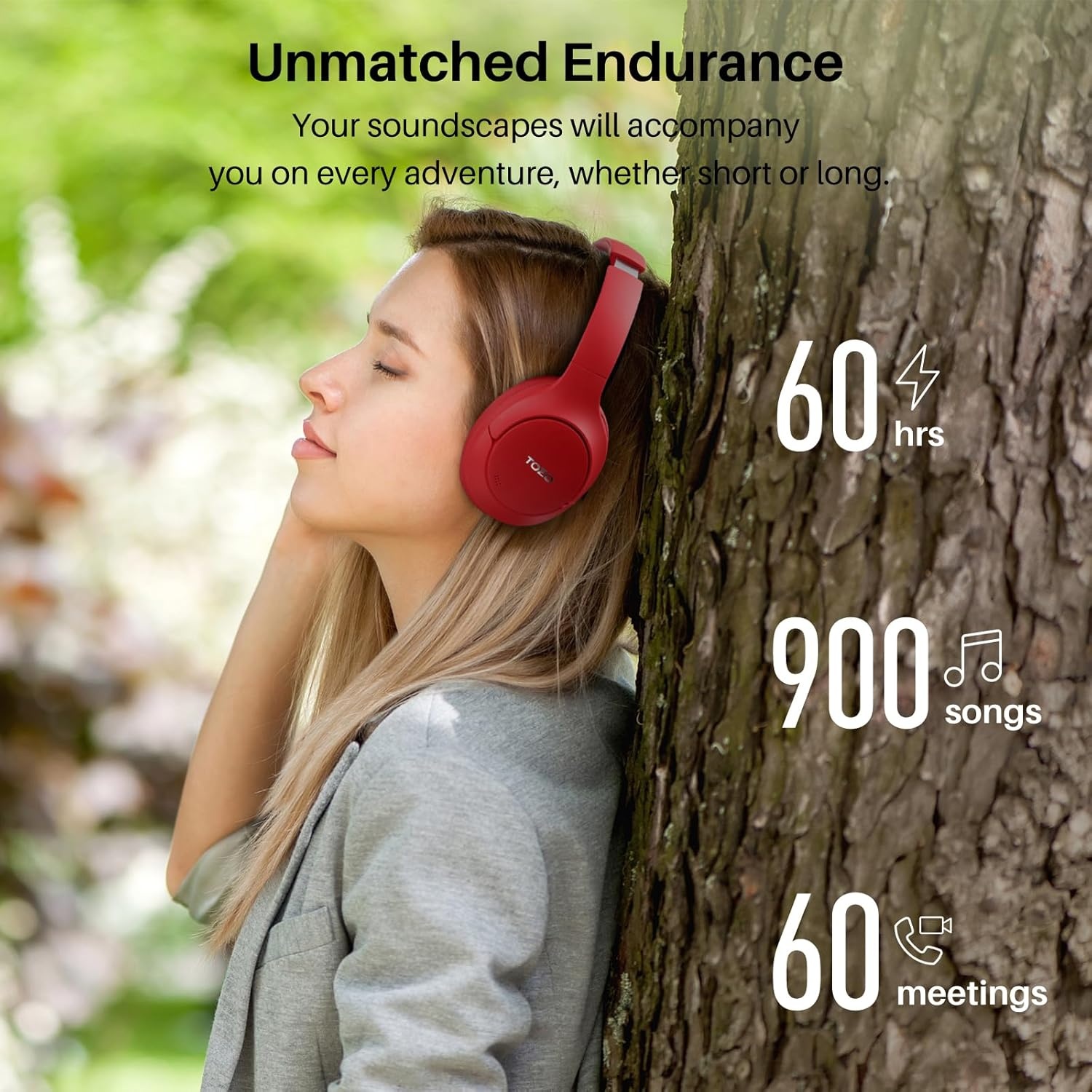 image:imageTOZO Hybrid Active Noise Cancelling Headphones Wireless Over Ear Bluetooth Headset 60H Playtime HiRes Audio Custom EQ via App Deep Bass Comfort Fit Ear Cups for Home Office Travel BlueDarkRed