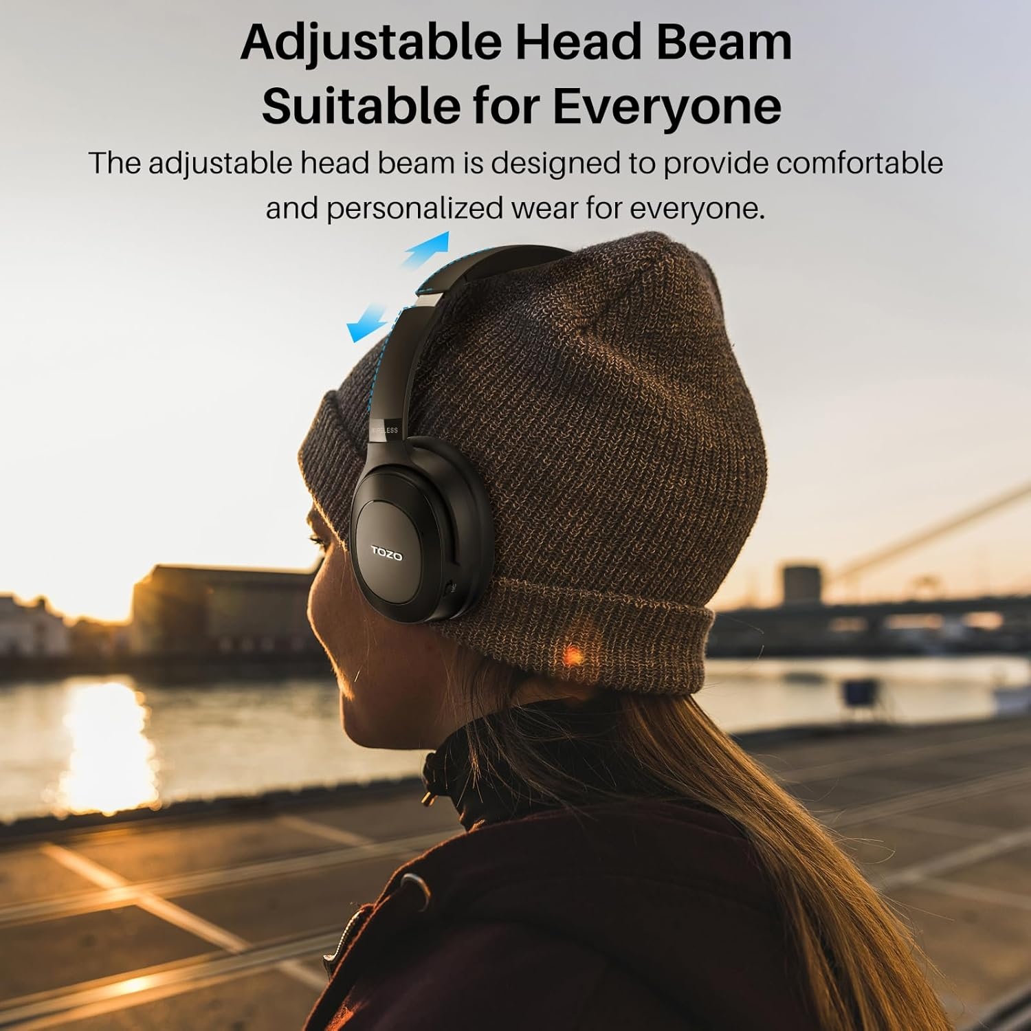image:imageTOZO Hybrid Active Noise Cancelling Headphones Wireless Over Ear Bluetooth Headset 60H Playtime HiRes Audio Custom EQ via App Deep Bass Comfort Fit Ear Cups for Home Office Travel BlueGlossy Black