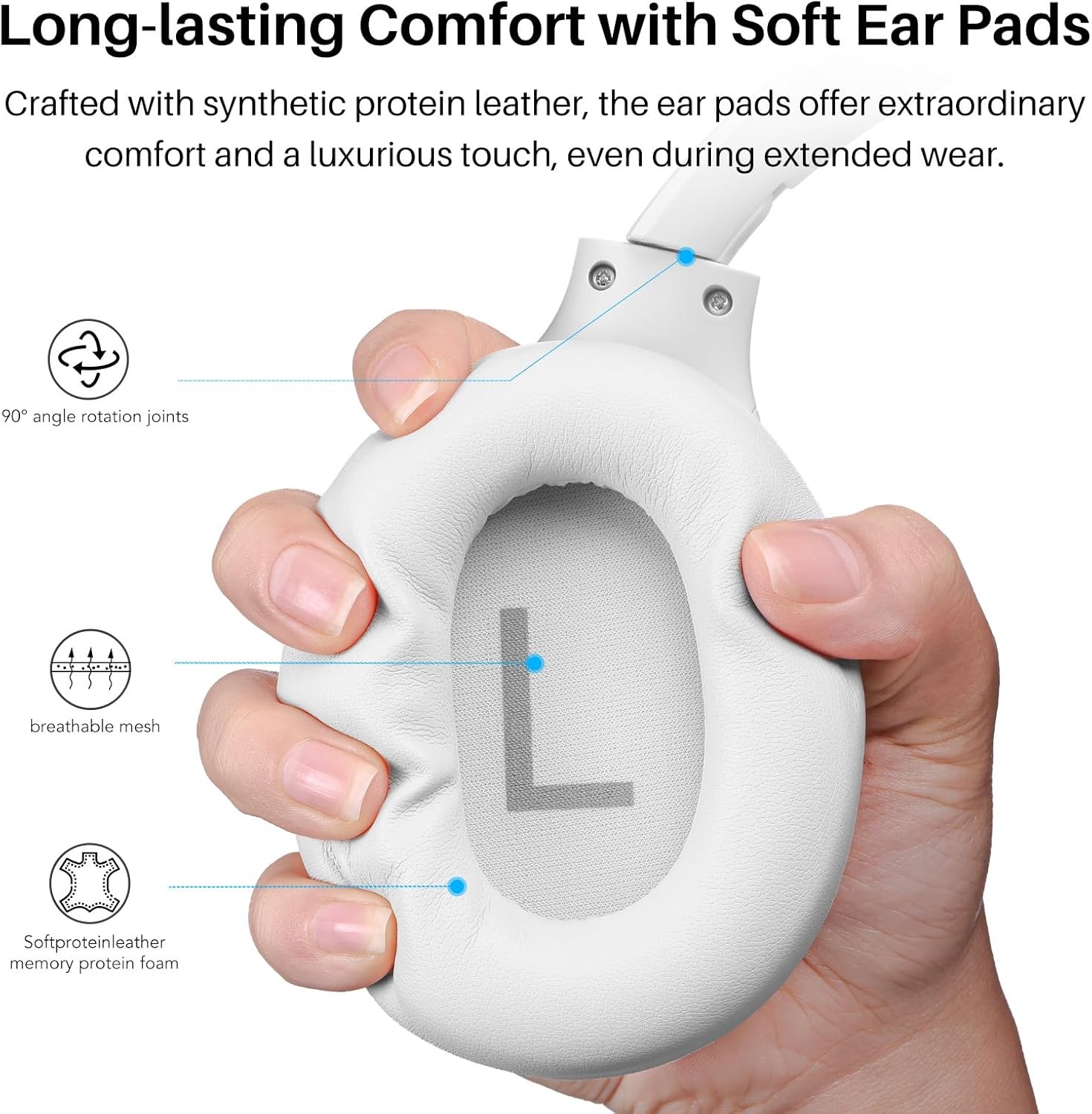 image:imageTOZO Hybrid Active Noise Cancelling Headphones Wireless Over Ear Bluetooth Headset 60H Playtime HiRes Audio Custom EQ via App Deep Bass Comfort Fit Ear Cups for Home Office Travel BlueWhite