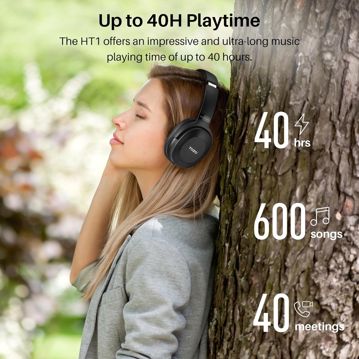 image:imageTOZO Hybrid Active Noise Cancelling Headphones Wireless Over Ear Bluetooth Headset 60H Playtime HiRes Audio Custom EQ via App Deep Bass Comfort Fit Ear Cups for Home Office Travel BlueGlossy Black