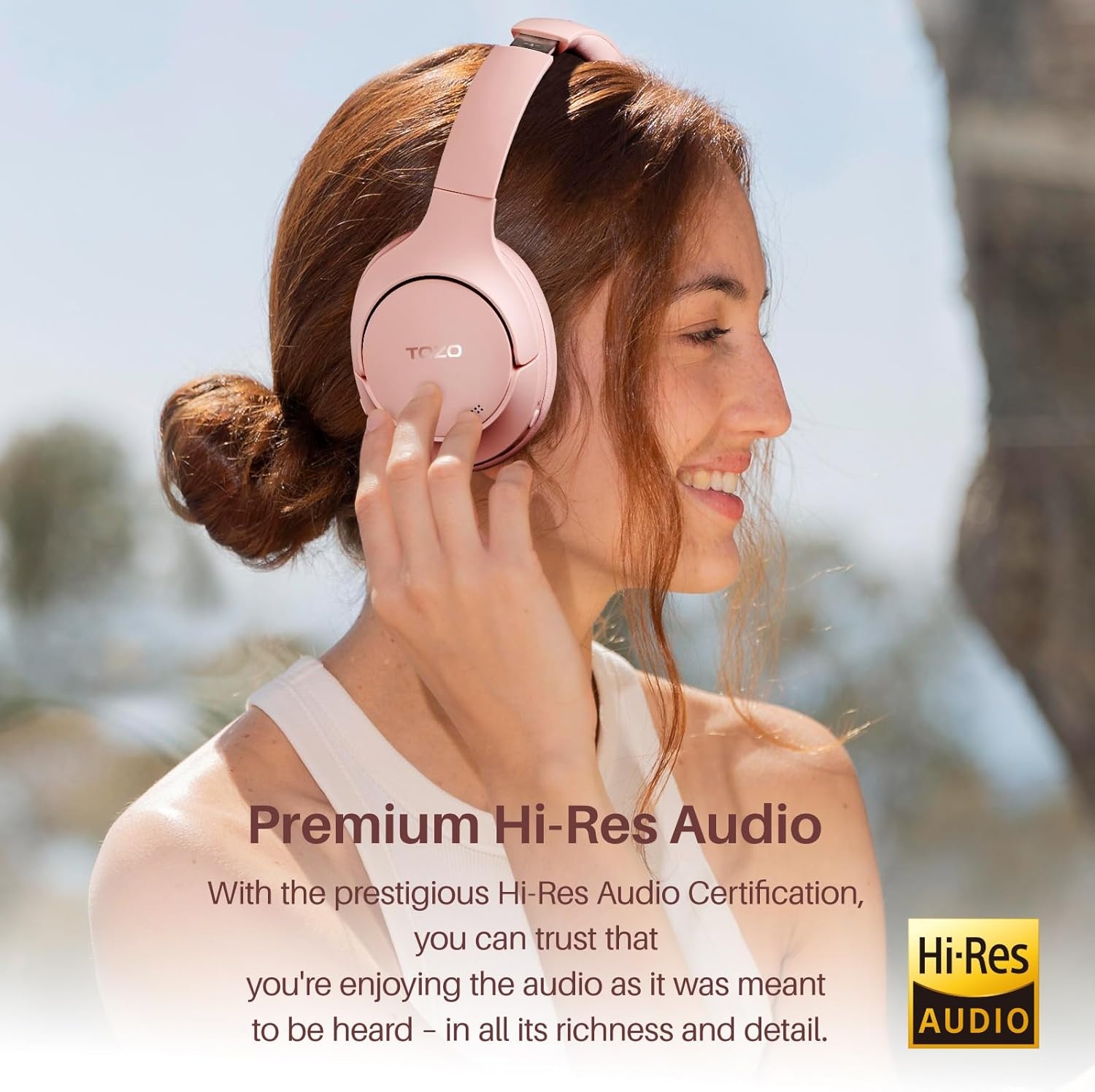 image:imageTOZO Hybrid Active Noise Cancelling Headphones Wireless Over Ear Bluetooth Headset 60H Playtime HiRes Audio Custom EQ via App Deep Bass Comfort Fit Ear Cups for Home Office Travel BluePink