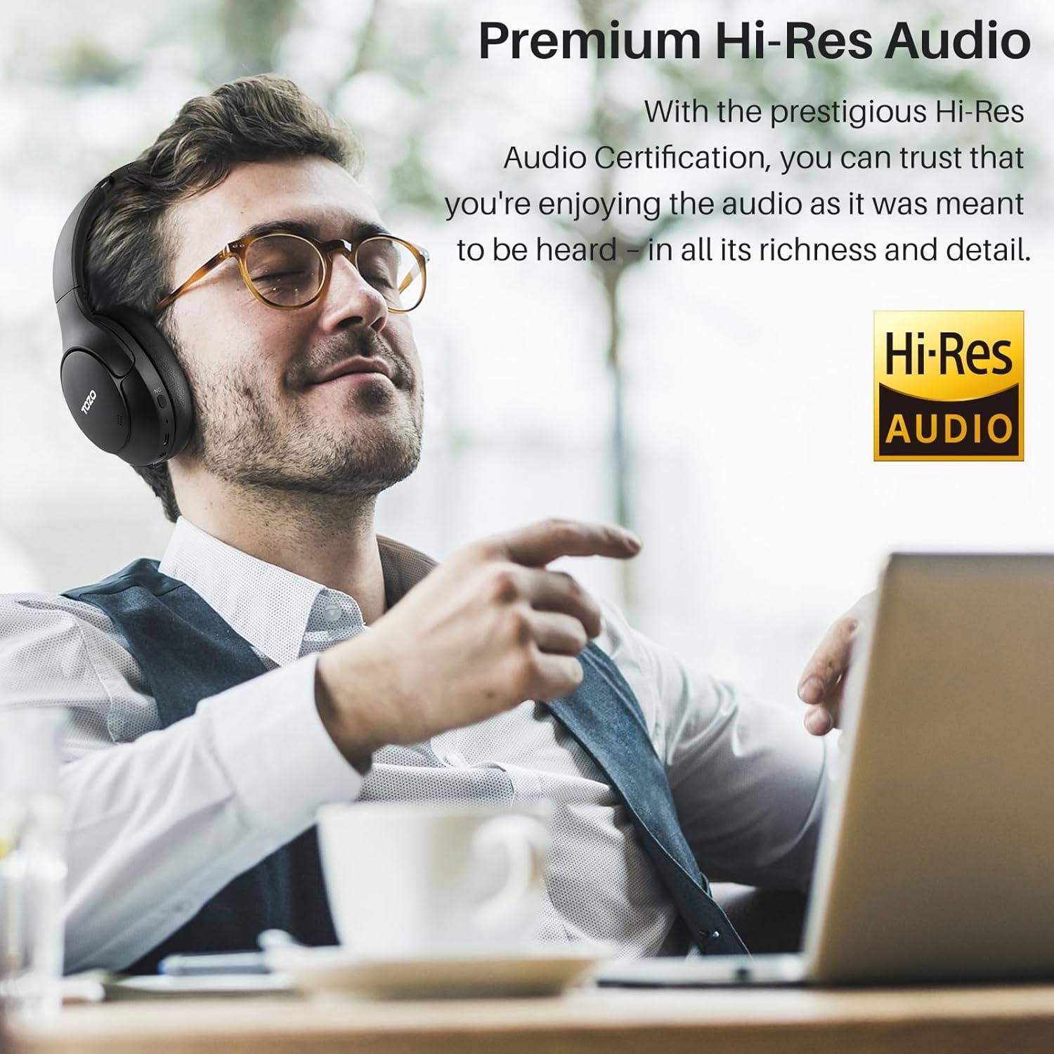 image:imageTOZO Hybrid Active Noise Cancelling Headphones Wireless Over Ear Bluetooth Headset 60H Playtime HiRes Audio Custom EQ via App Deep Bass Comfort Fit Ear Cups for Home Office Travel BlueBlack