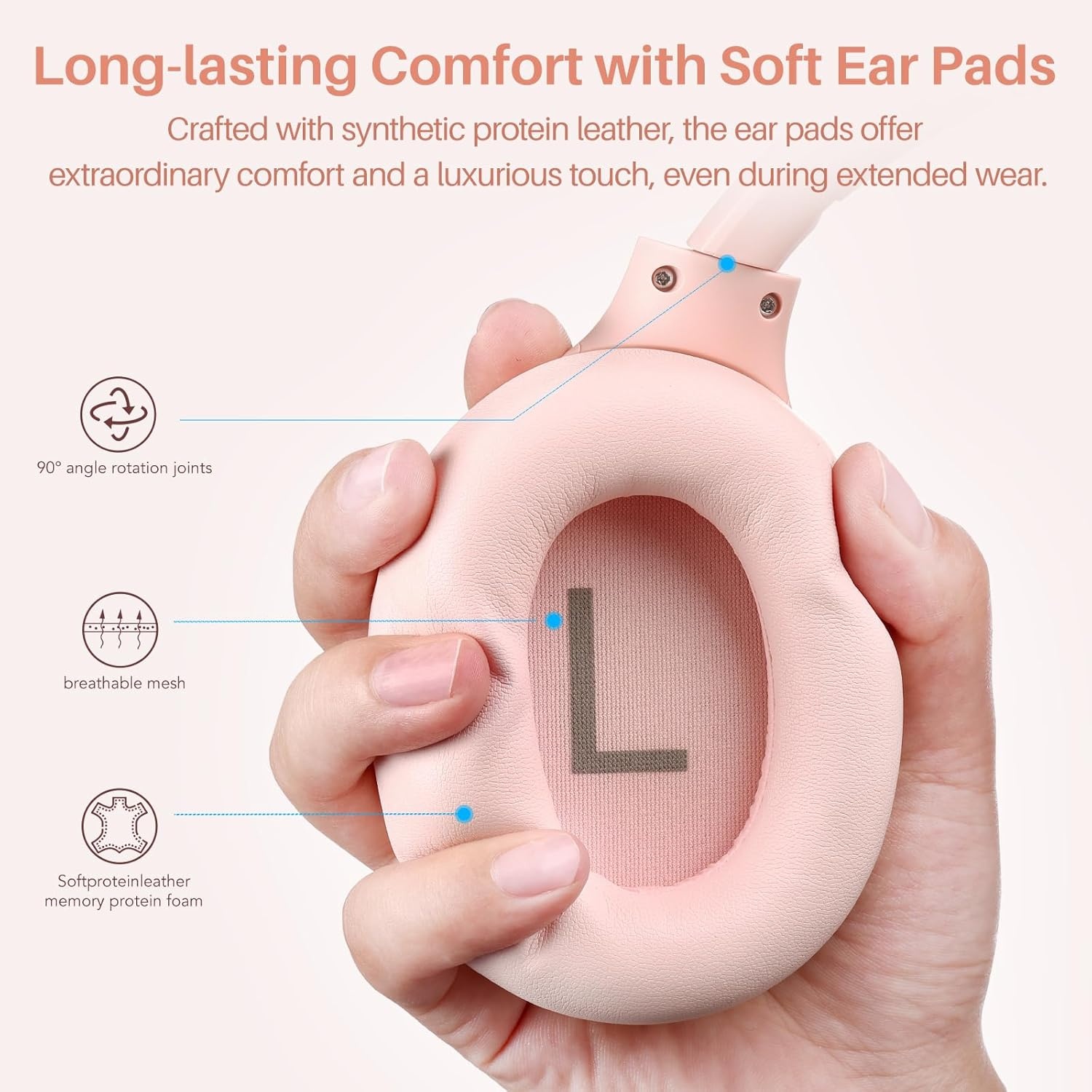 image:imageTOZO Hybrid Active Noise Cancelling Headphones Wireless Over Ear Bluetooth Headset 60H Playtime HiRes Audio Custom EQ via App Deep Bass Comfort Fit Ear Cups for Home Office Travel BluePink