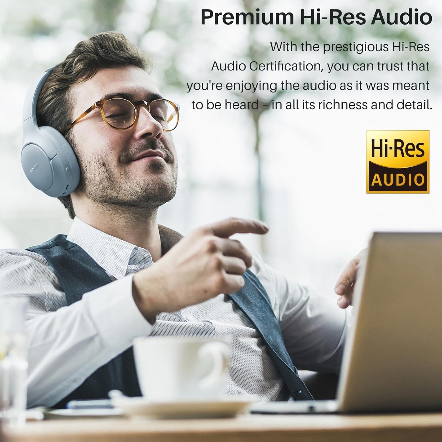 image:imageTOZO Hybrid Active Noise Cancelling Headphones Wireless Over Ear Bluetooth Headset 60H Playtime HiRes Audio Custom EQ via App Deep Bass Comfort Fit Ear Cups for Home Office Travel BlueBlue