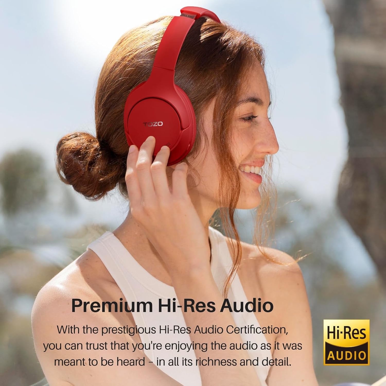 image:imageTOZO Hybrid Active Noise Cancelling Headphones Wireless Over Ear Bluetooth Headset 60H Playtime HiRes Audio Custom EQ via App Deep Bass Comfort Fit Ear Cups for Home Office Travel BlueDarkRed