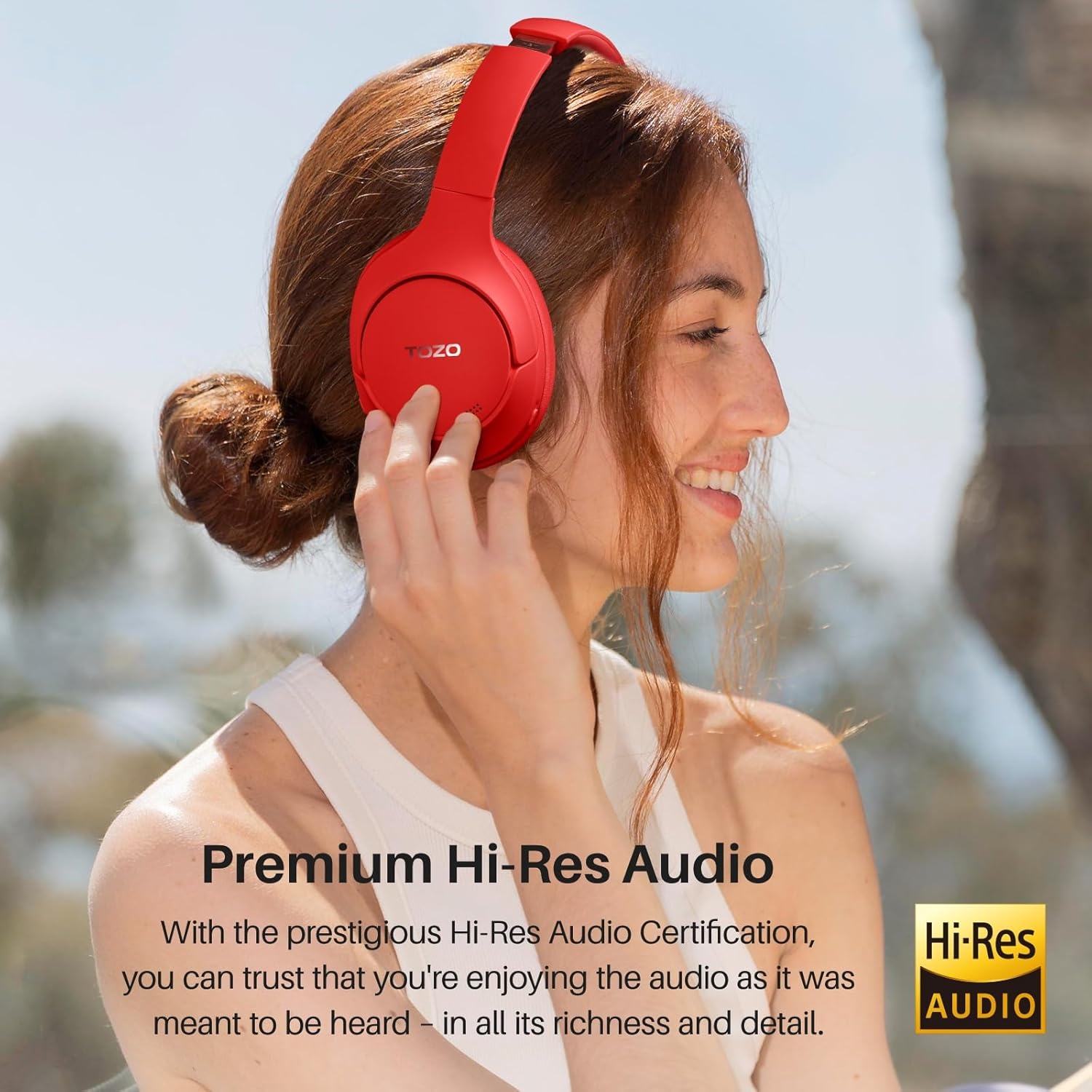 image:imageTOZO Hybrid Active Noise Cancelling Headphones Wireless Over Ear Bluetooth Headset 60H Playtime HiRes Audio Custom EQ via App Deep Bass Comfort Fit Ear Cups for Home Office Travel BlueRed