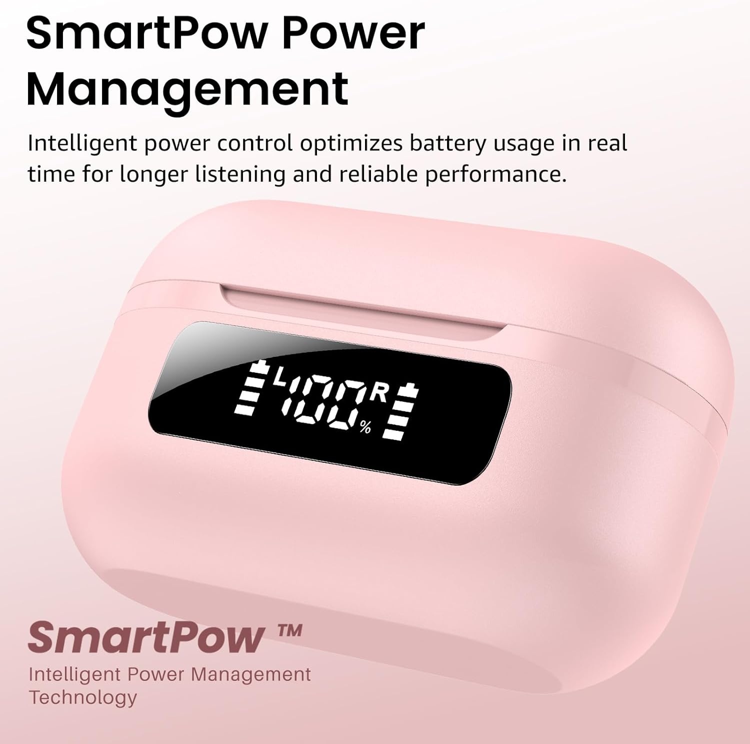 image:imageTOZO NC9 Hybrid Active Noise Cancelling Wireless Earbuds 6 Mics ENC Clear Call IPX8 Waterproof in Ear Bluetooth 53 Headphones Stereo Bass Ear Buds 60H Playtime with LED Display 32 EQs via APPPink