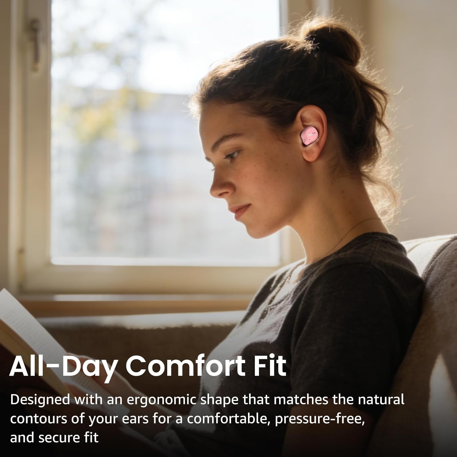 image:imageTOZO NC9 Hybrid Active Noise Cancelling Wireless Earbuds 6 Mics ENC Clear Call IPX8 Waterproof in Ear Bluetooth 53 Headphones Stereo Bass Ear Buds 60H Playtime with LED Display 32 EQs via APPPink