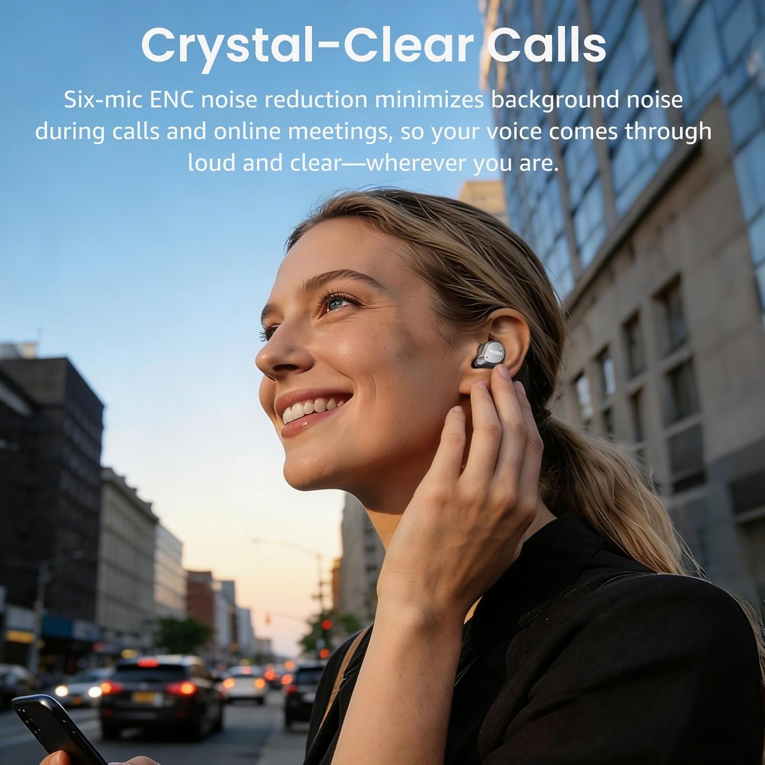 image:imageTOZO NC9 Hybrid Active Noise Cancelling Wireless Earbuds 6 Mics ENC Clear Call IPX8 Waterproof in Ear Bluetooth 53 Headphones Stereo Bass Ear Buds 60H Playtime with LED Display 32 EQs via APPDark Gray