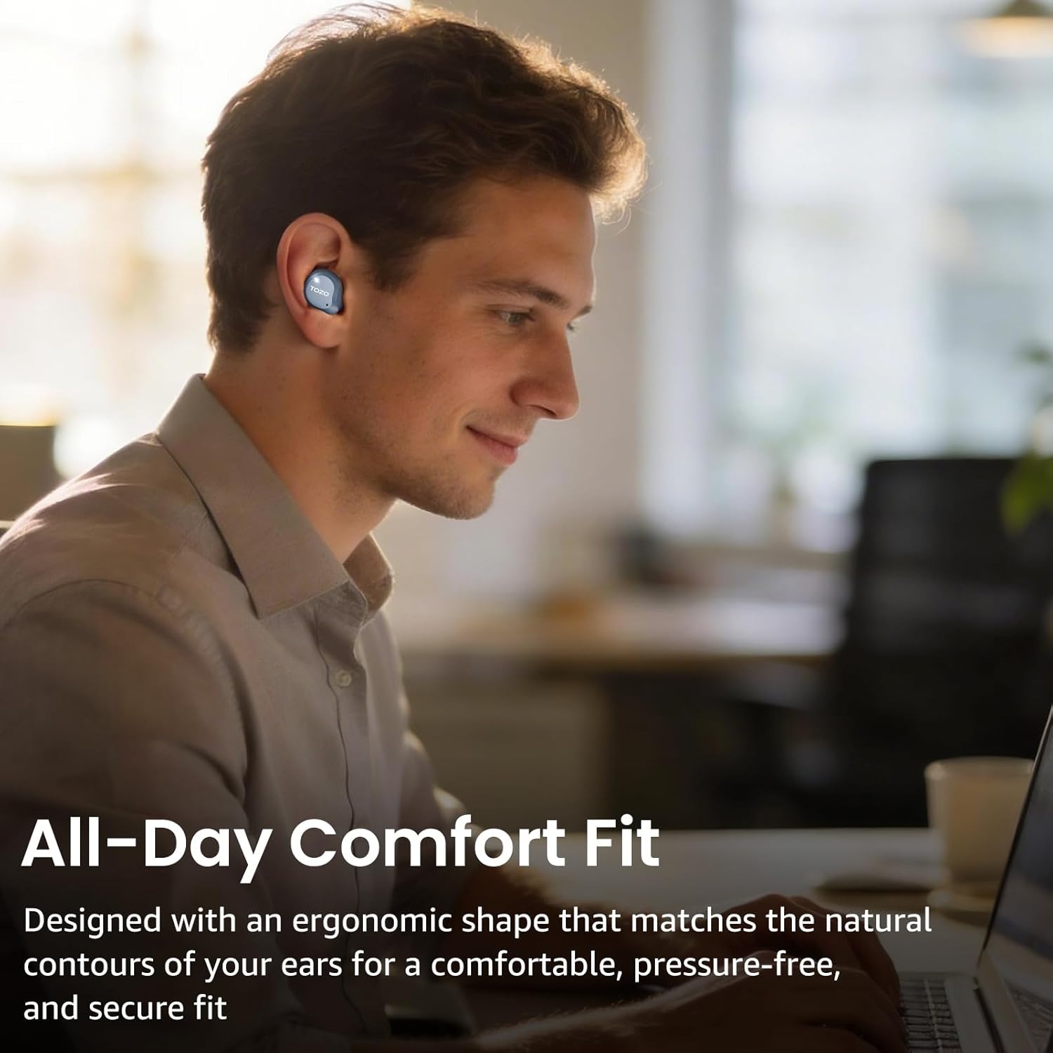 image:imageTOZO NC9 Hybrid Active Noise Cancelling Wireless Earbuds 6 Mics ENC Clear Call IPX8 Waterproof in Ear Bluetooth 53 Headphones Stereo Bass Ear Buds 60H Playtime with LED Display 32 EQs via APPBlue