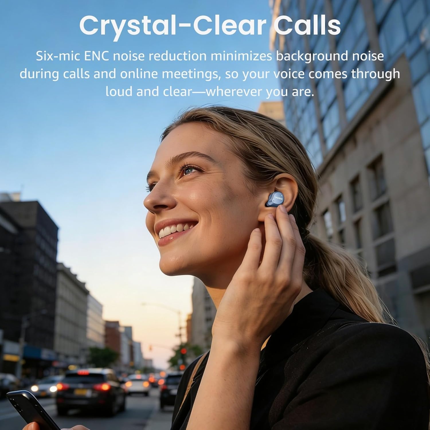 image:imageTOZO NC9 Hybrid Active Noise Cancelling Wireless Earbuds 6 Mics ENC Clear Call IPX8 Waterproof in Ear Bluetooth 53 Headphones Stereo Bass Ear Buds 60H Playtime with LED Display 32 EQs via APPBlue