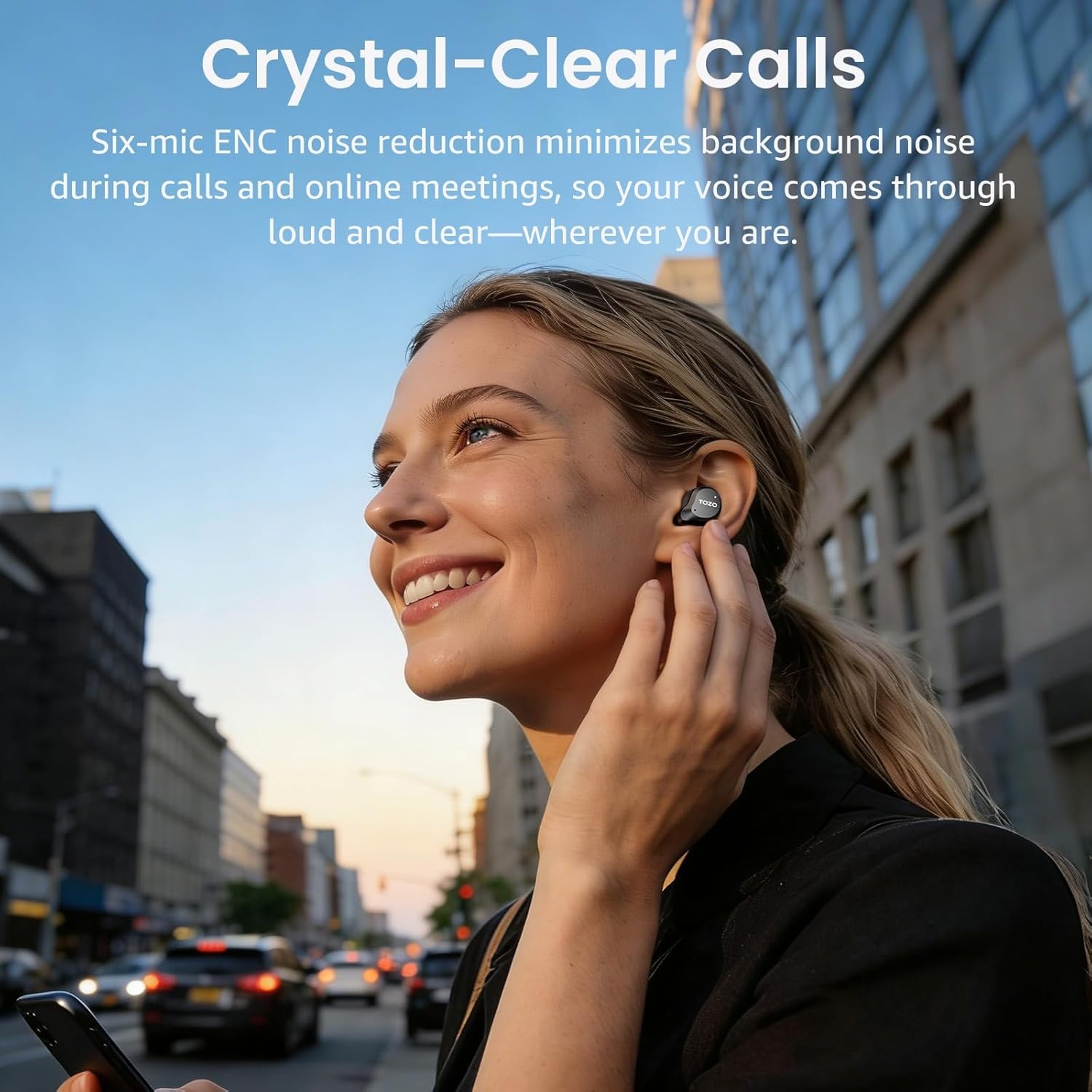 image:imageTOZO NC9 Hybrid Active Noise Cancelling Wireless Earbuds 6 Mics ENC Clear Call IPX8 Waterproof in Ear Bluetooth 53 Headphones Stereo Bass Ear Buds 60H Playtime with LED Display 32 EQs via APPDark Black