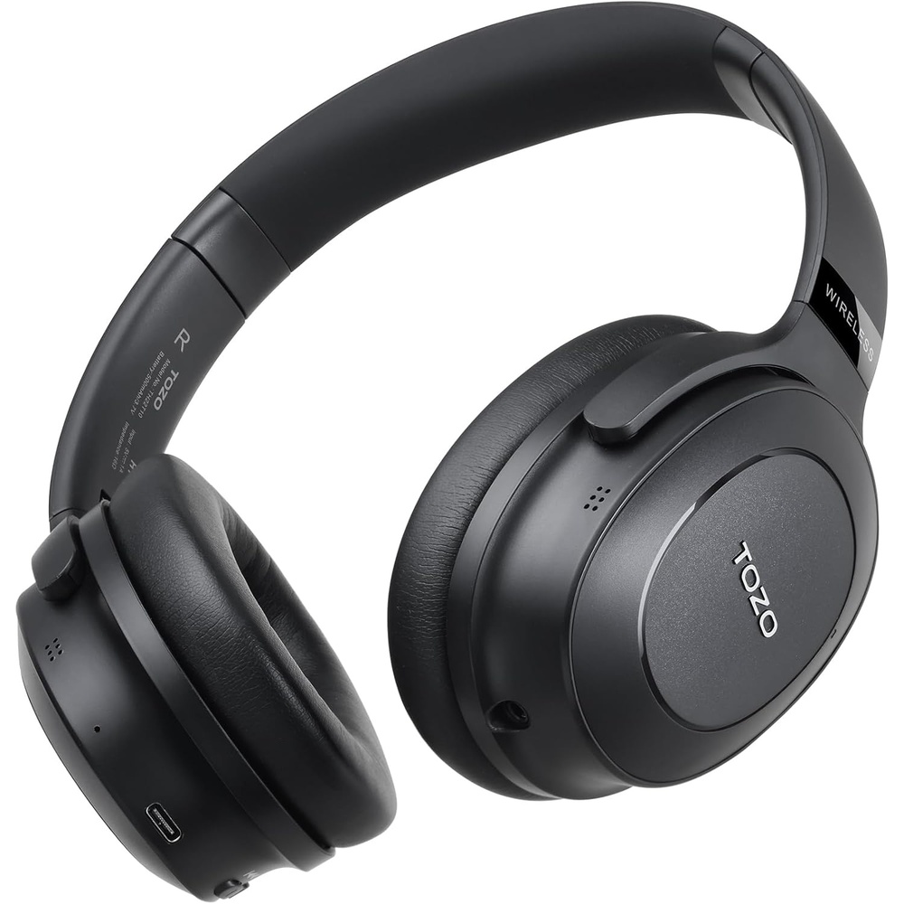 image:imageTOZO Hybrid Active Noise Cancelling Headphones Wireless Over Ear Bluetooth Headset 60H Playtime HiRes Audio Custom EQ via App Deep Bass Comfort Fit Ear Cups for Home Office Travel BlueGlossy Black