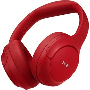 TOZO Hybrid Active Noise Cancelling Headphones, Wireless Over Ear Bluetooth Headset, 60H Playtime, Hi-Res Audio Custom EQ via App Deep Bass Comfort Fit Ear Cups, for Home Office Travel Blue(Dark-Red)