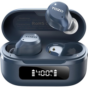 TOZO NC9 Hybrid Active Noise Cancelling Wireless Earbuds, 6 Mics ENC Clear Call, IPX8 Waterproof, in Ear Bluetooth 5.3 Headphones Stereo Bass Ear Buds 60H Playtime with LED Display 32 EQs via APP(Blue)