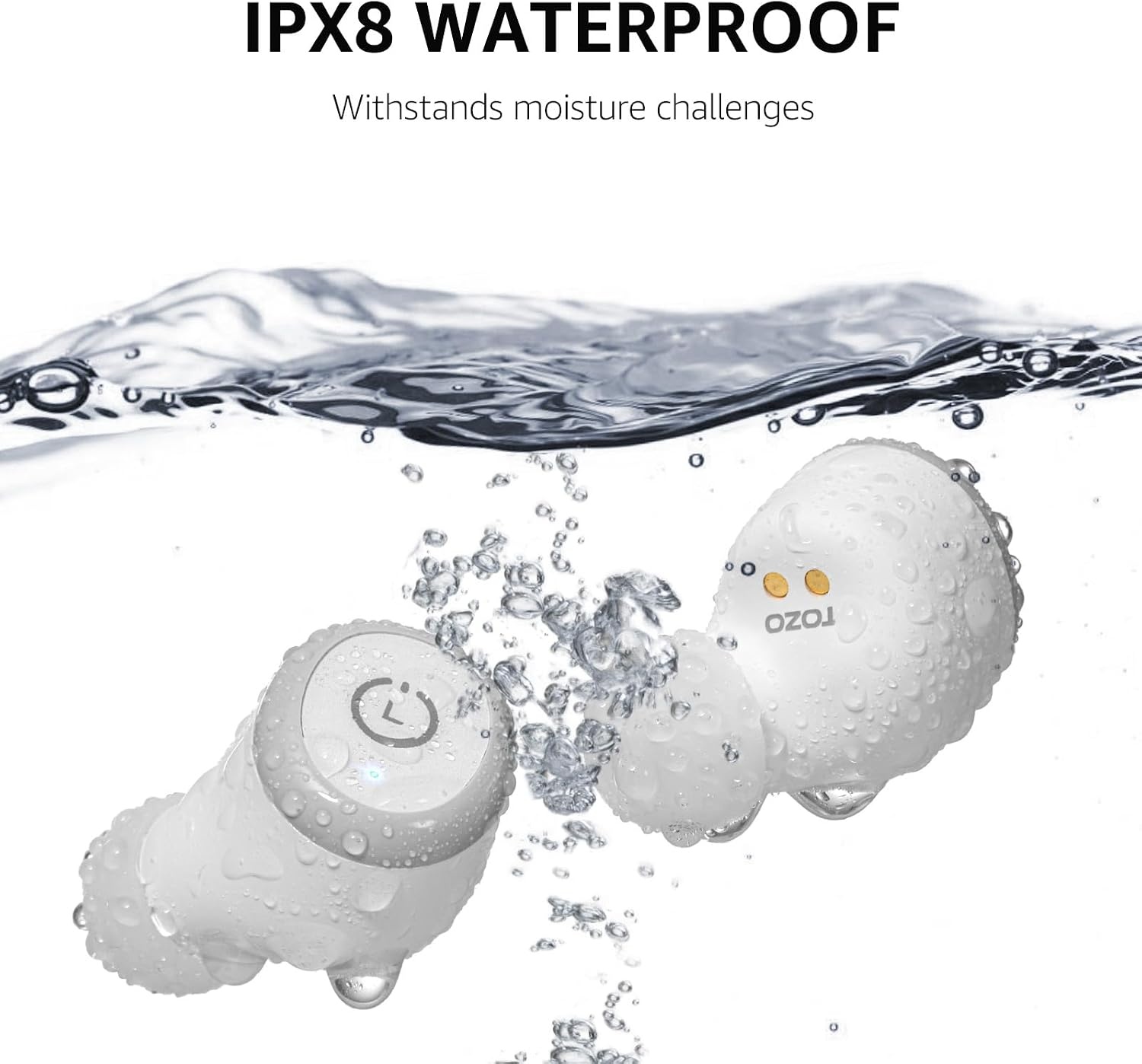 image:imageTOZO T10 Bluetooth 53 Wireless Earbuds Deep Bass Stereo 55H Playtime App EQ Customization Wireless Charging Case IPX8 Waterproof Ergonomic Fit for inEar HeadphonesMatte White