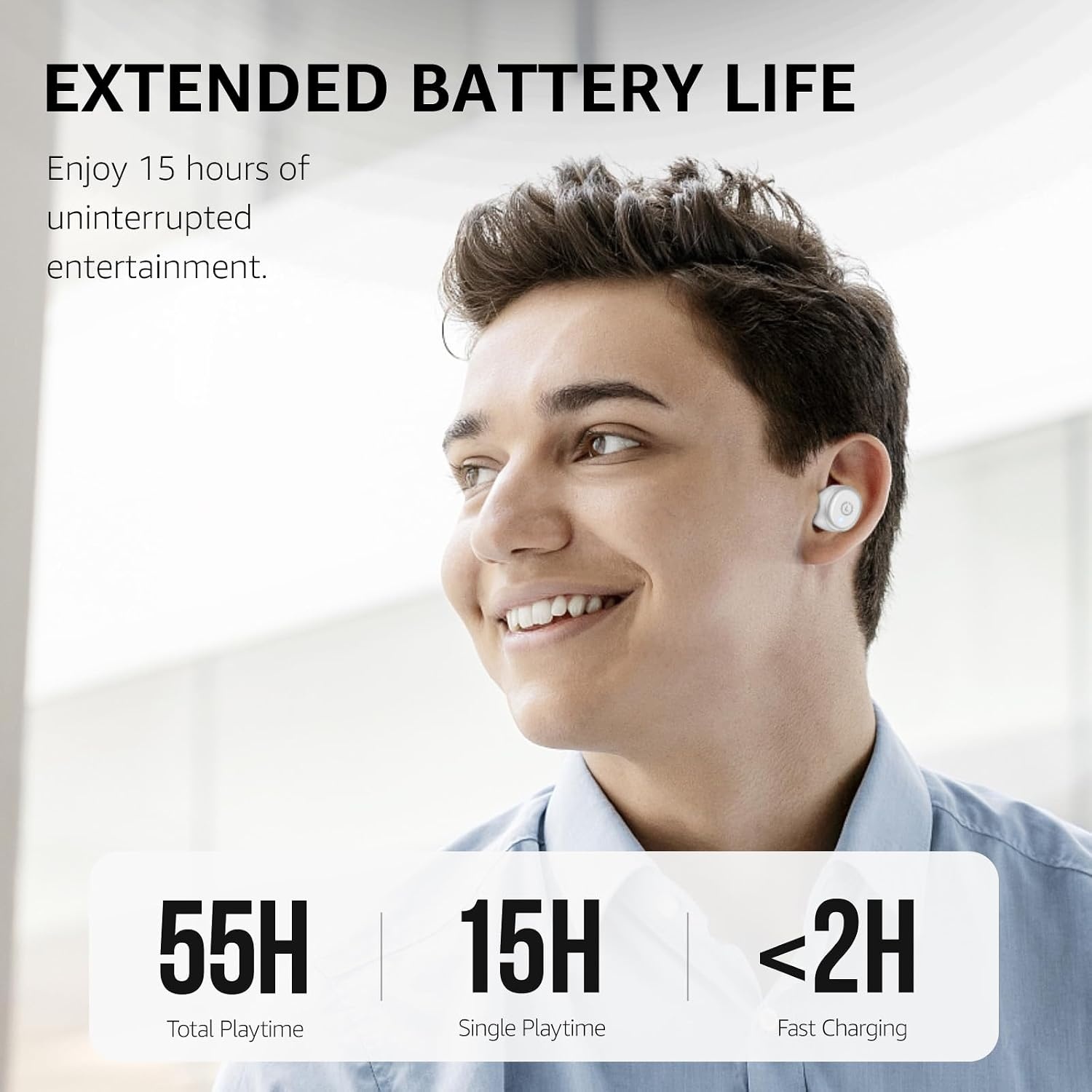 image:imageTOZO T10 Bluetooth 53 Wireless Earbuds Deep Bass Stereo 55H Playtime App EQ Customization Wireless Charging Case IPX8 Waterproof Ergonomic Fit for inEar HeadphonesMatte White
