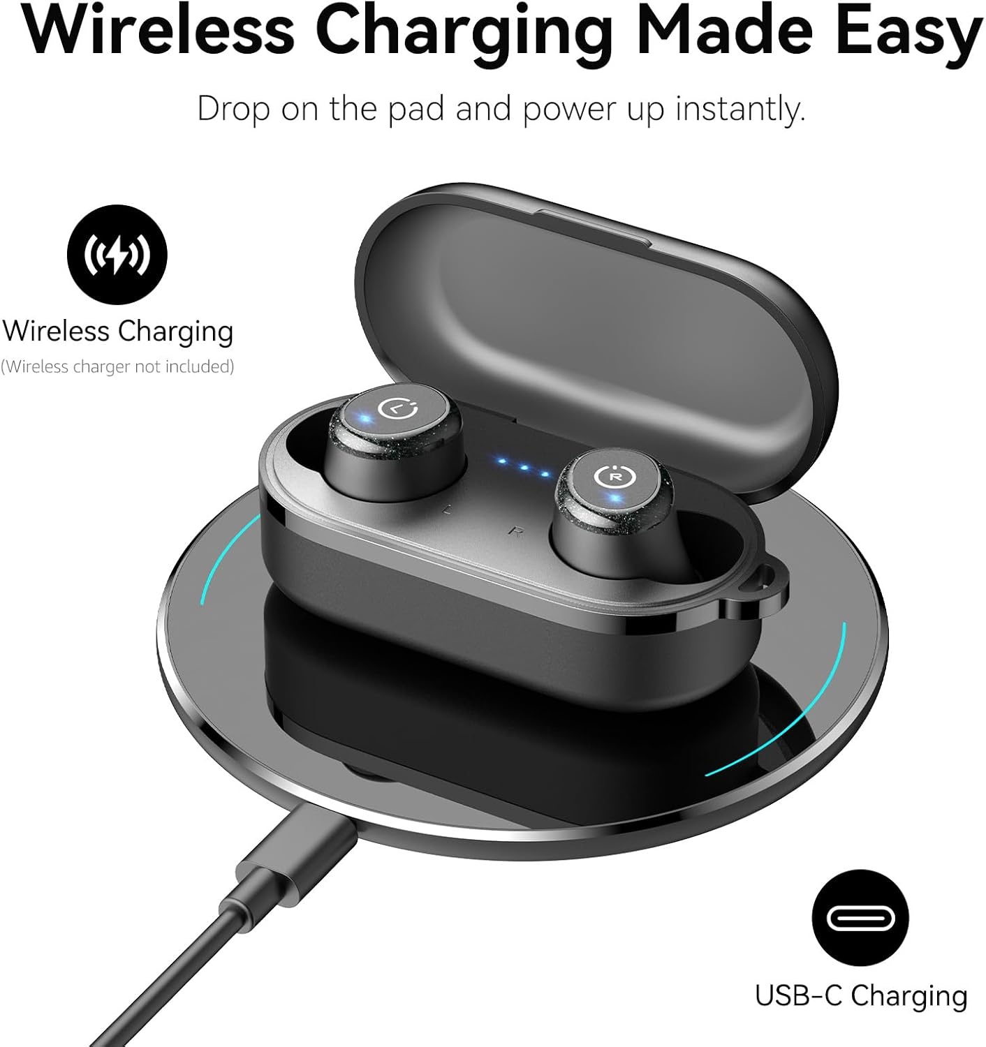 image:imageTOZO T10 Bluetooth 53 Wireless Earbuds Deep Bass Stereo 55H Playtime App EQ Customization Wireless Charging Case IPX8 Waterproof Ergonomic Fit for inEar HeadphonesBlack