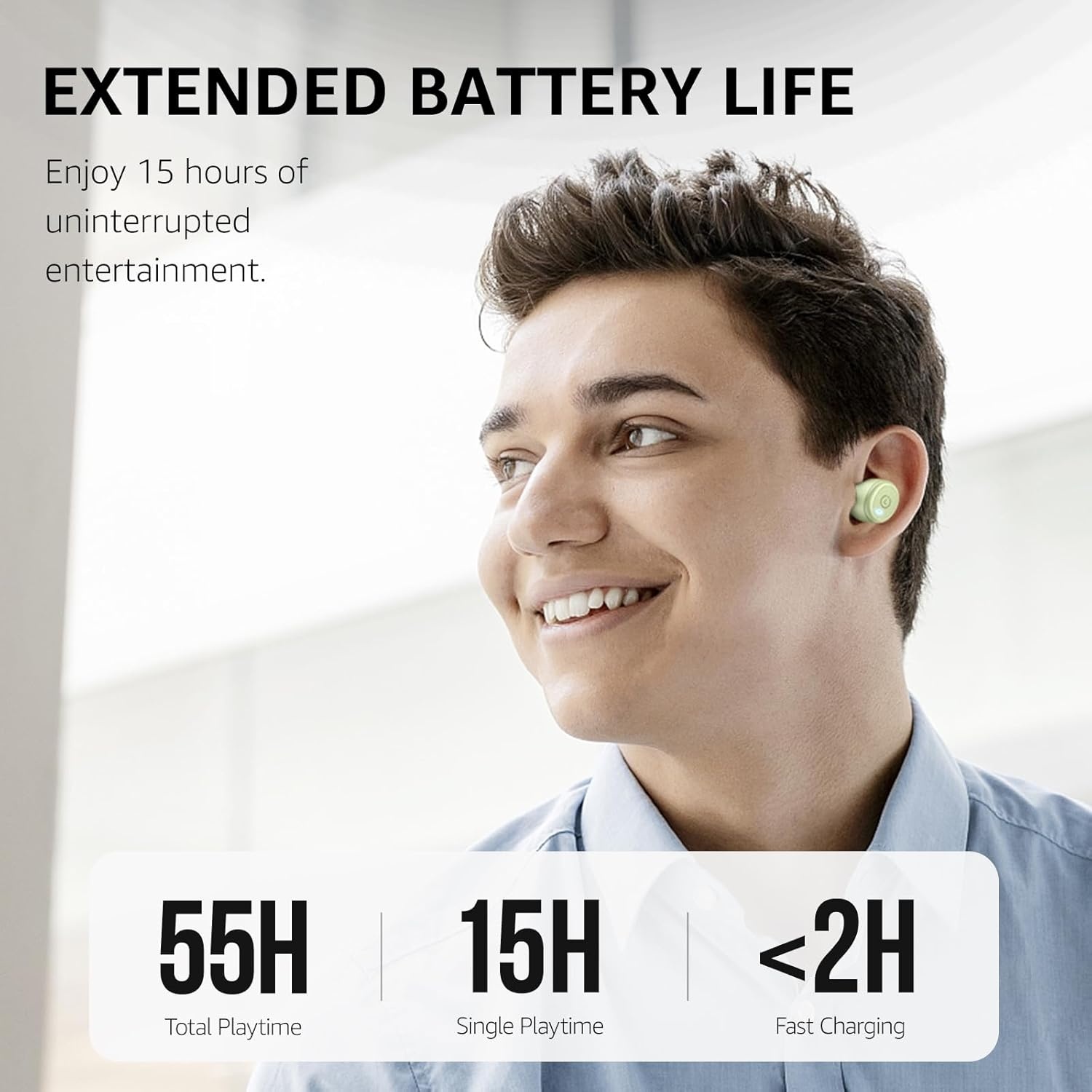 image:imageTOZO T10 Bluetooth 53 Wireless Earbuds Deep Bass Stereo 55H Playtime App EQ Customization Wireless Charging Case IPX8 Waterproof Ergonomic Fit for inEar HeadphonesLight Green