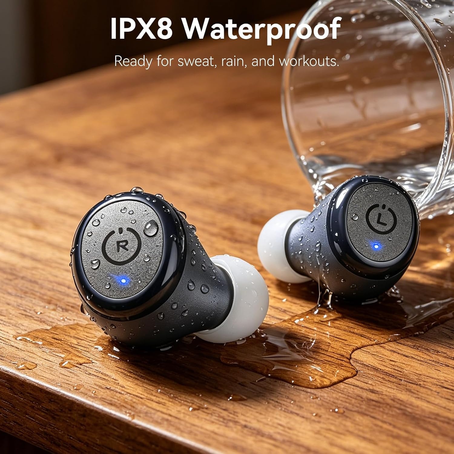 image:imageTOZO T10 Bluetooth 53 Wireless Earbuds Deep Bass Stereo 55H Playtime App EQ Customization Wireless Charging Case IPX8 Waterproof Ergonomic Fit for inEar HeadphonesMatte Blue