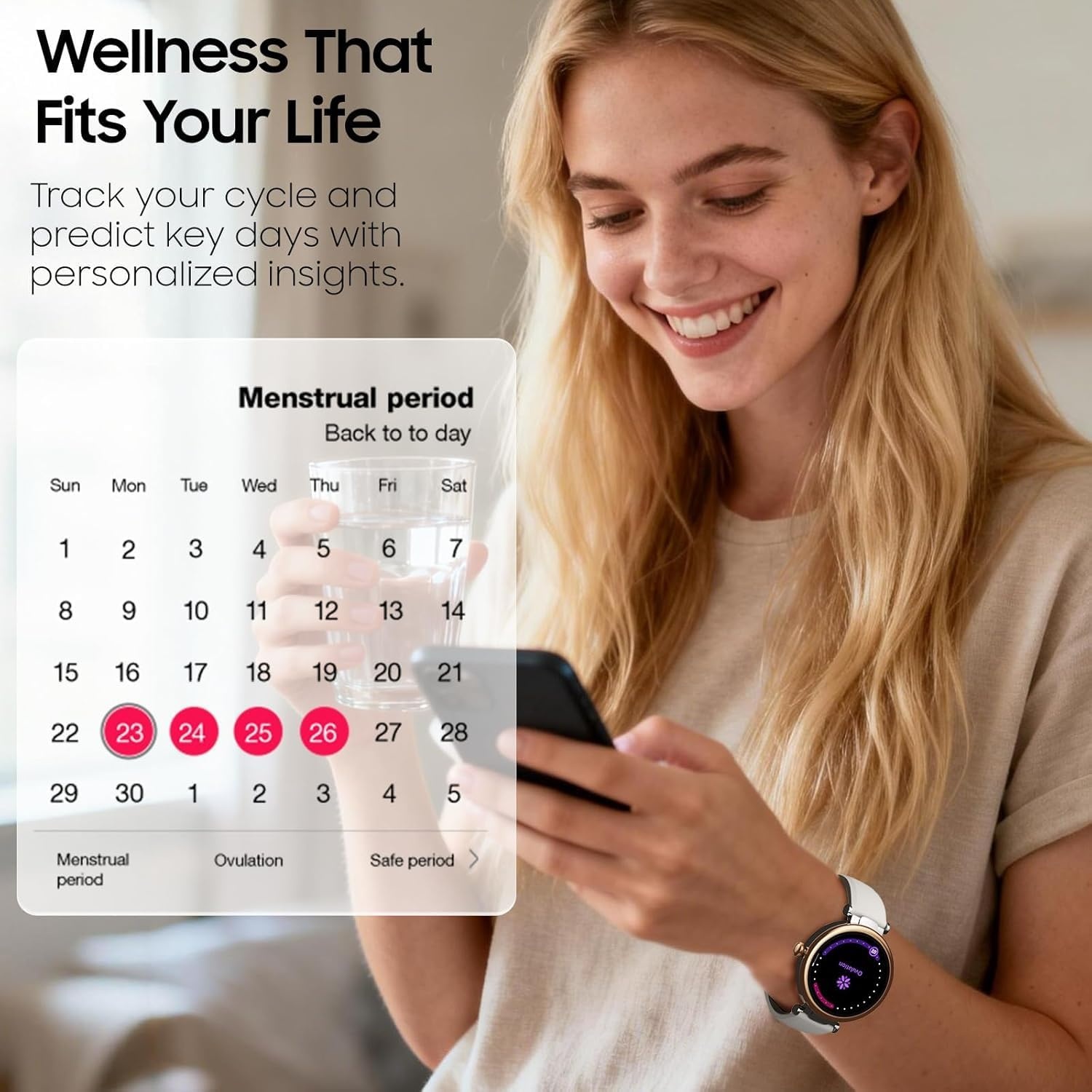 image:imageTOZO S8 AMOLED Smart Watch for Women Men Fitness Tracker with Bluetooth Calling amp Notifications 3ATM Waterproof Sleep amp Stress Tracking 100 Sports Modes 200 Watch Faces for Android iOSMatte Rose Gold