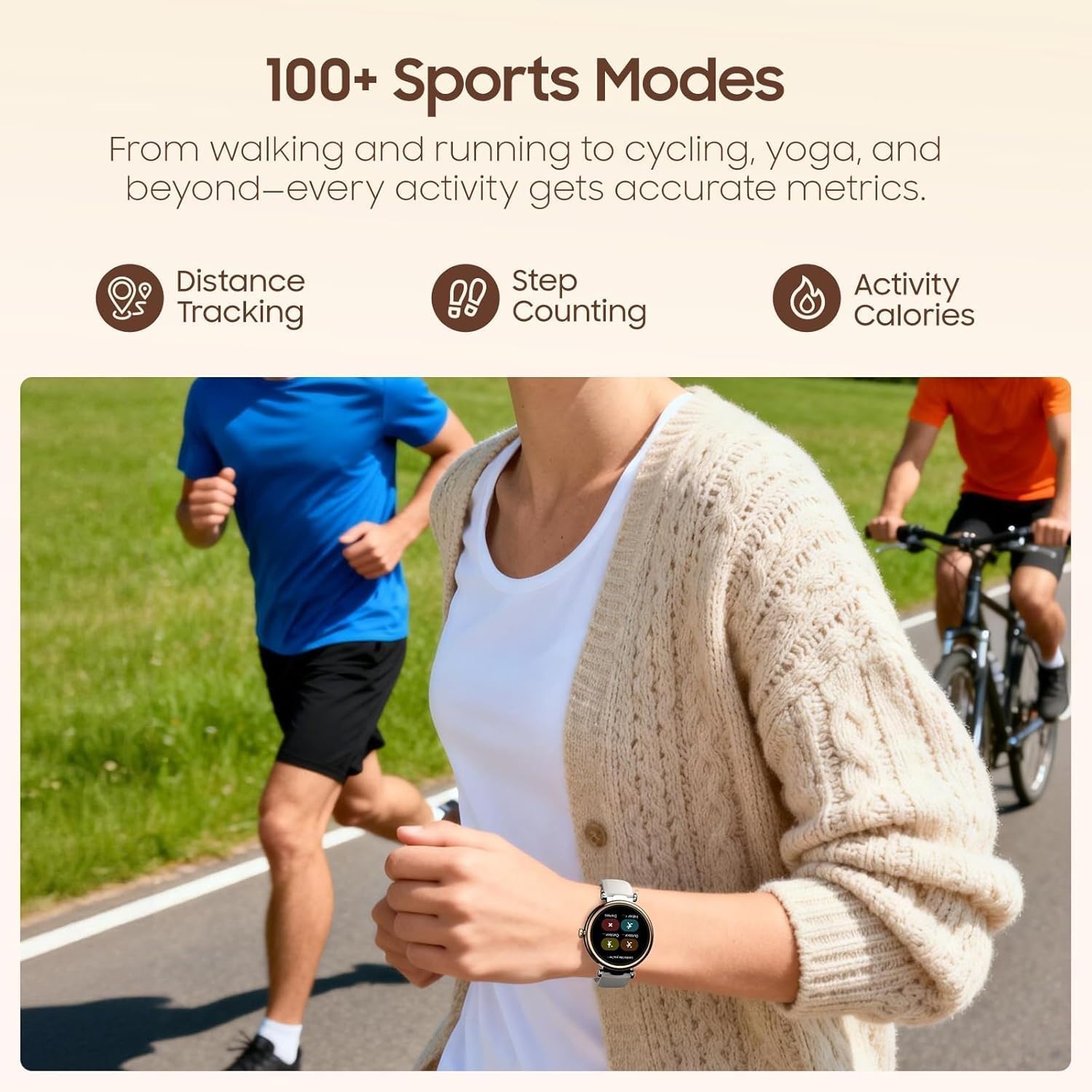 image:imageTOZO S8 AMOLED Smart Watch for Women Men Fitness Tracker with Bluetooth Calling amp Notifications 3ATM Waterproof Sleep amp Stress Tracking 100 Sports Modes 200 Watch Faces for Android iOSMatte Rose Gold